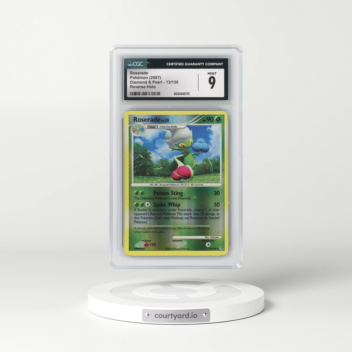 2007 Diamond & Pearl #13/130 Roserade - Reverse Holo (CGC 9 MINT)