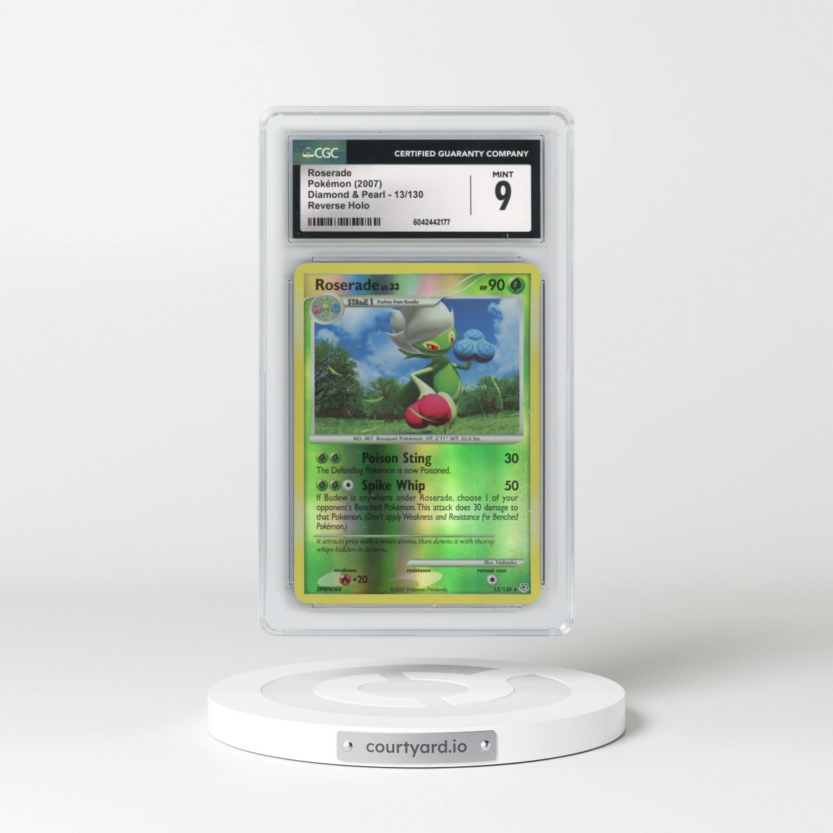 2007 Diamond & Pearl #13/130 Roserade - Reverse Holo (CGC 9 MINT)