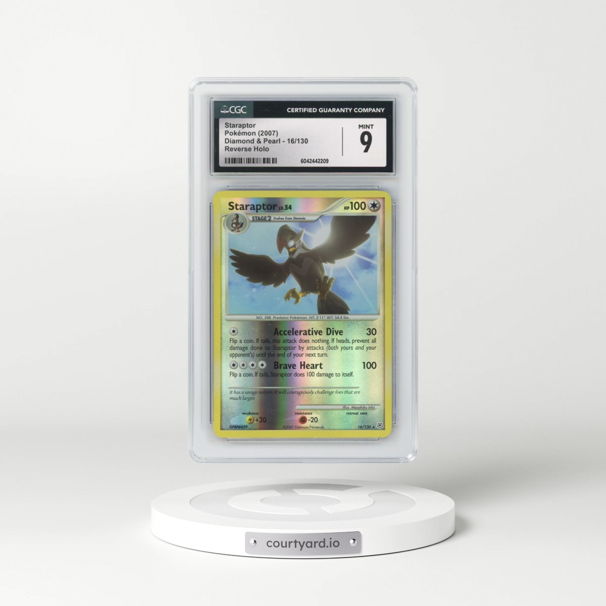 2007 Diamond & Pearl #16/130 Staraptor - Reverse Holo (CGC 9 MINT)