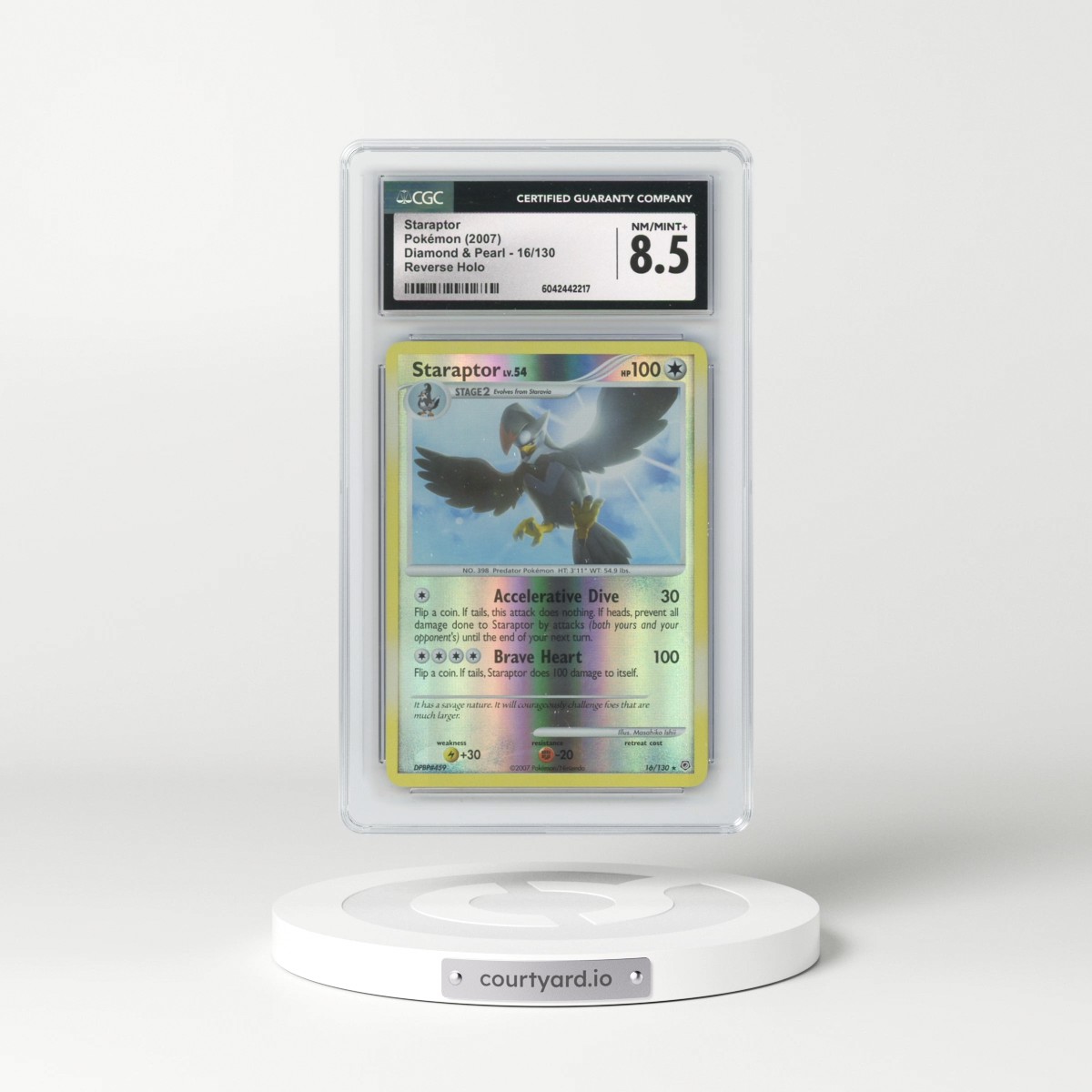 2007 Diamond & Pearl #16/130 Staraptor - Reverse Holo (CGC 8.5 NM-MT+)