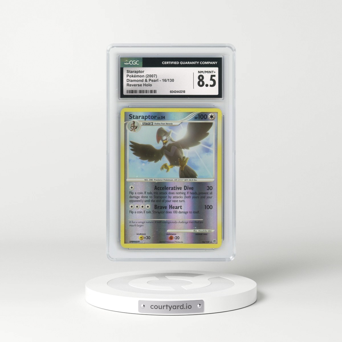 2007 Diamond & Pearl #16/130 Staraptor - Reverse Holo (CGC 8.5 NM-MT+)