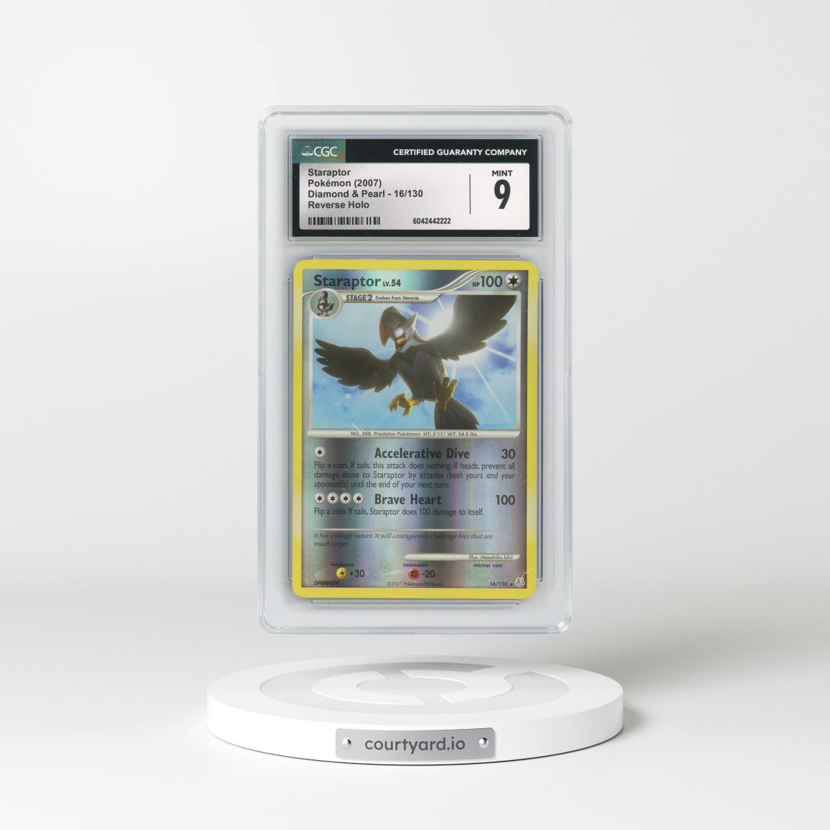 2007 Diamond & Pearl #16/130 Staraptor - Reverse Holo (CGC 9 MINT)
