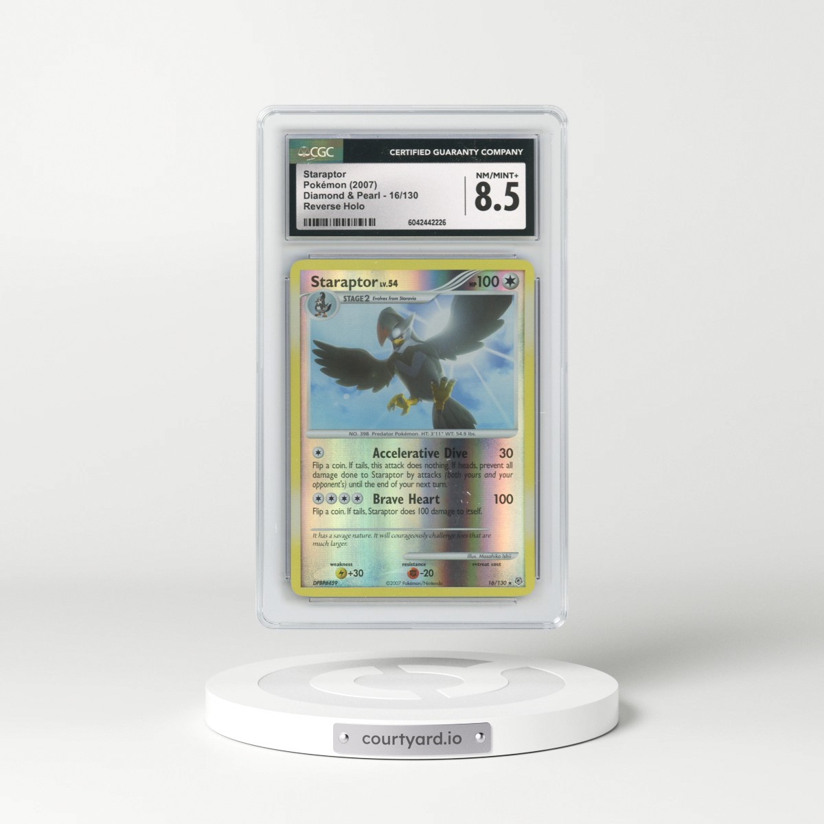 2007 Diamond & Pearl #16/130 Staraptor - Reverse Holo (CGC 8.5 NM-MT+)