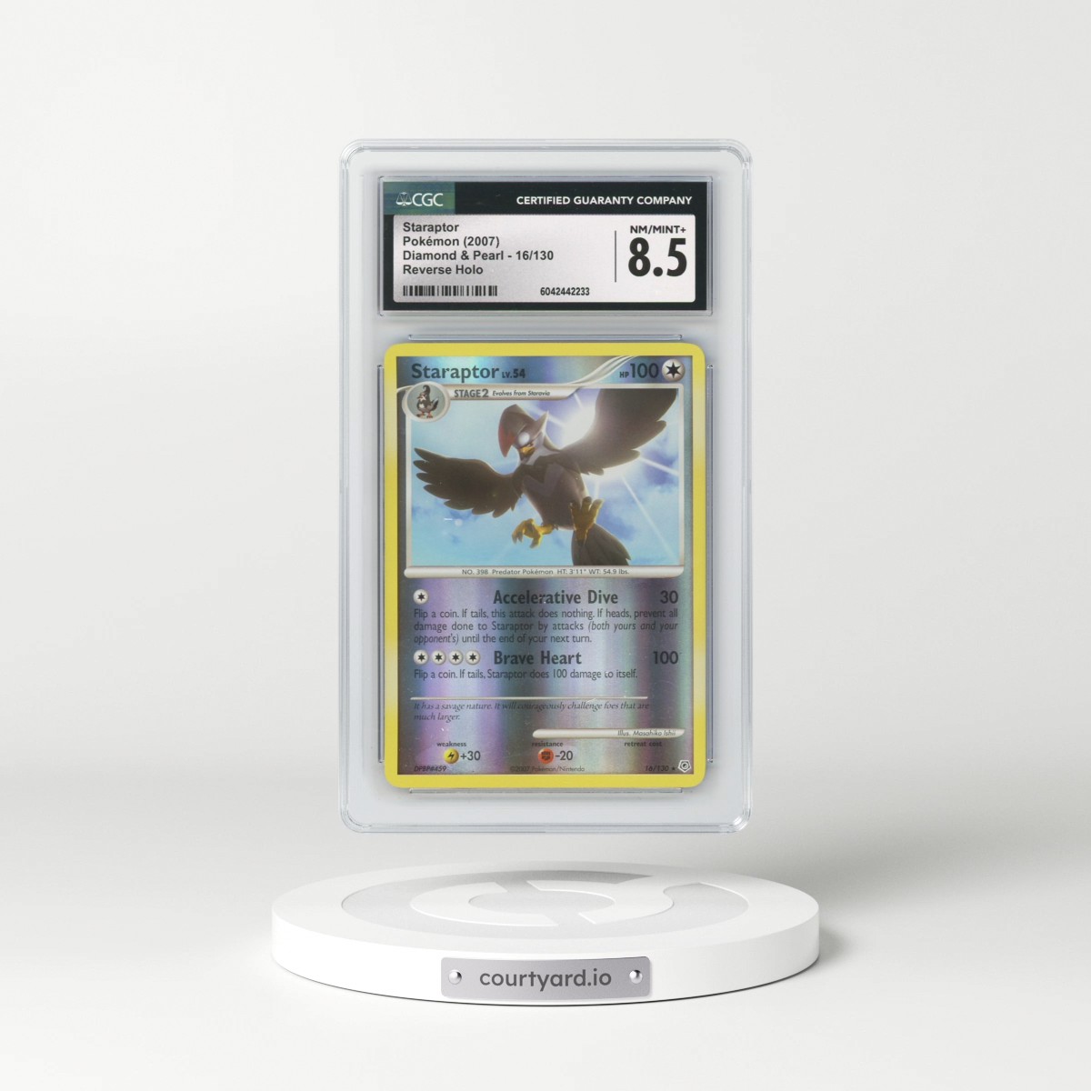 2007 Diamond & Pearl #16/130 Staraptor - Reverse Holo (CGC 8.5 NM-MT+)