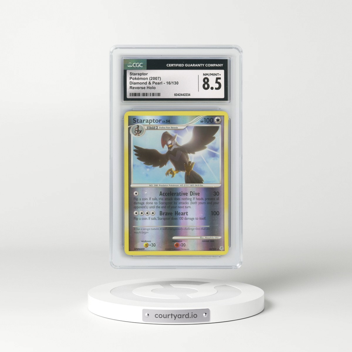 2007 Diamond & Pearl #16/130 Staraptor - Reverse Holo (CGC 8.5 NM-MT+)