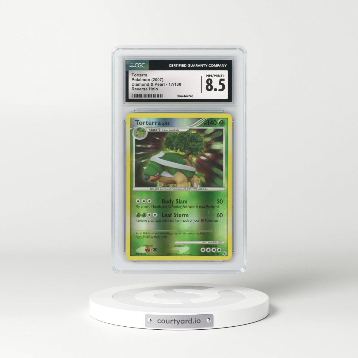 2007 Diamond & Pearl #17/130 Torterra - Reverse Holo (CGC 8.5 NM-MT+)