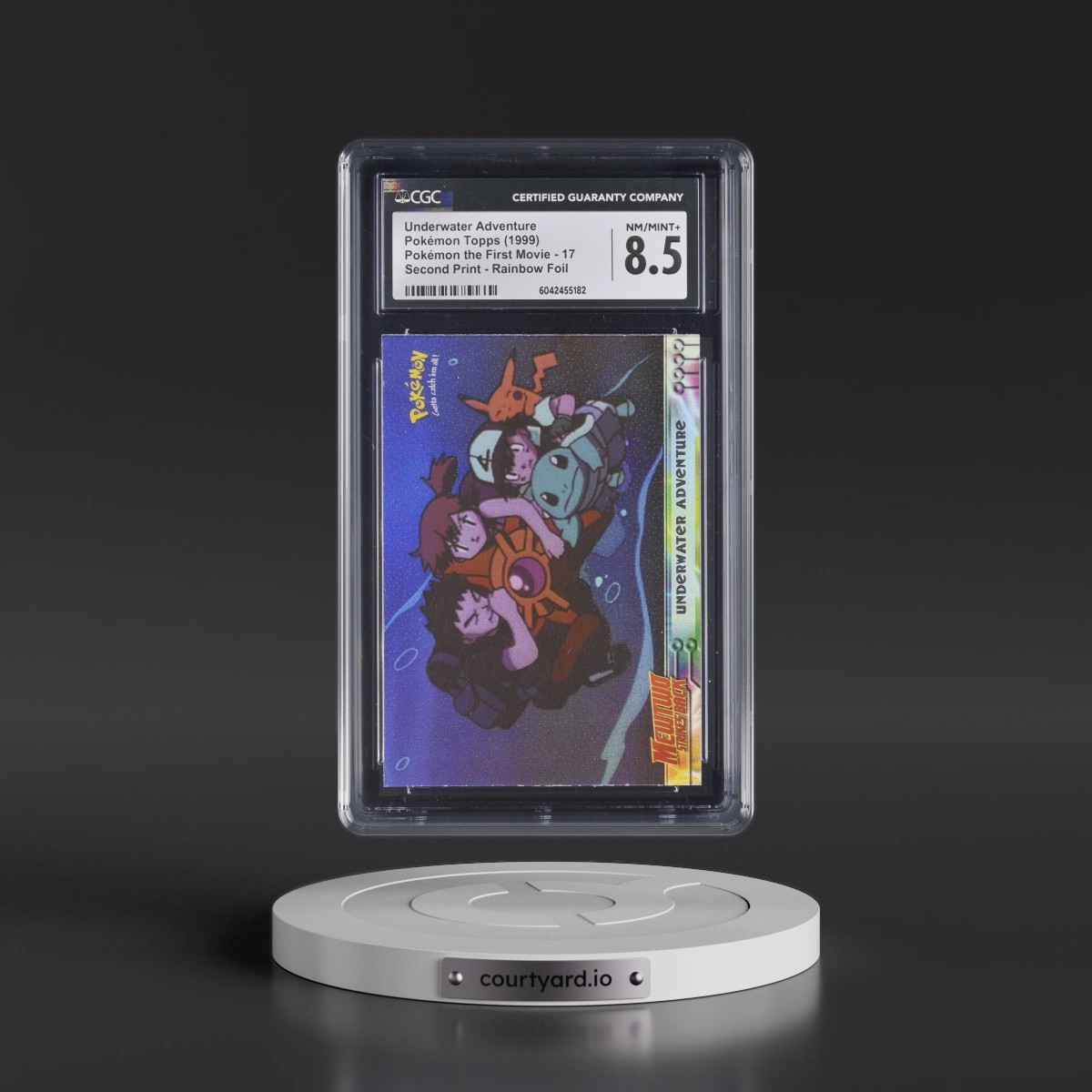 1999 Pokémon the First Movie #17 Underwater Adventure - Second Print (Black Topps Logo) Rainbow Foil (CGC 8.5 NM-MT+)