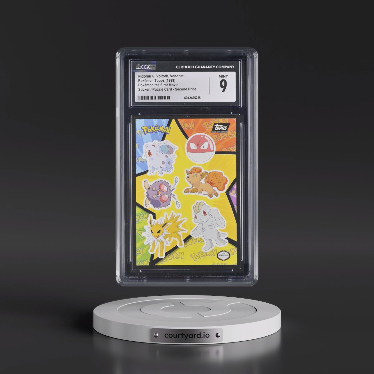 1999 Pokémon the First Movie Nidoran ö, Voltorb, Venonat... - Sticker / Ash Puzzle Card Second Print (Black Topps Logo) (CGC 9 MINT)