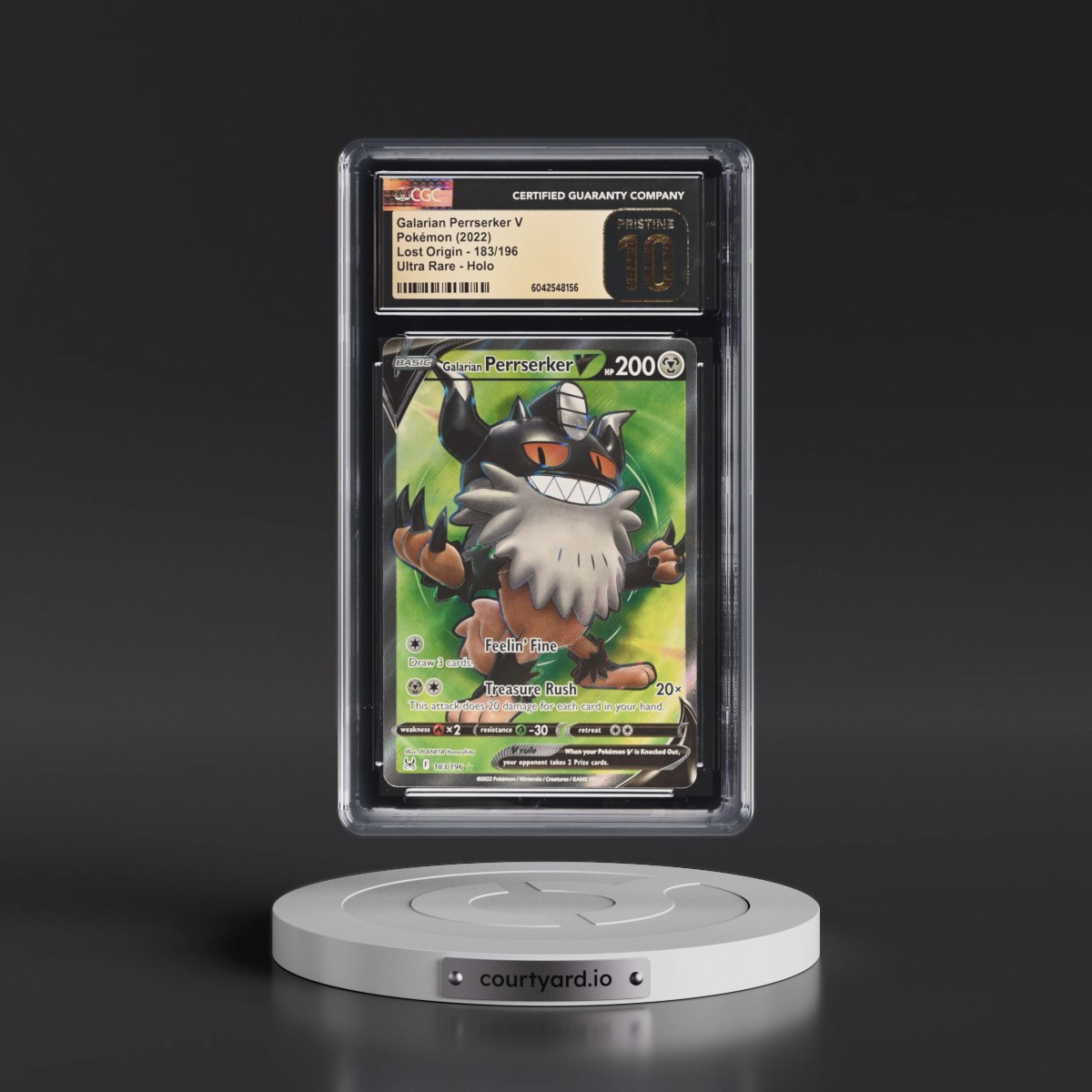 2022 Lost Origin Galarian Perrserker V - Ultra Rare Holo #183/196 CGC 10