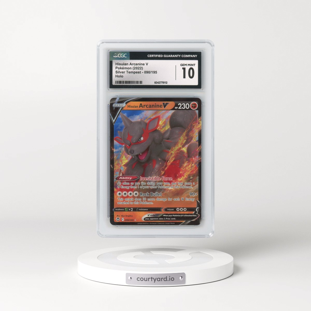 2022 Silver Tempest #090/195 Hisuian Arcanine V - Holo (CGC 10 GEM MINT)