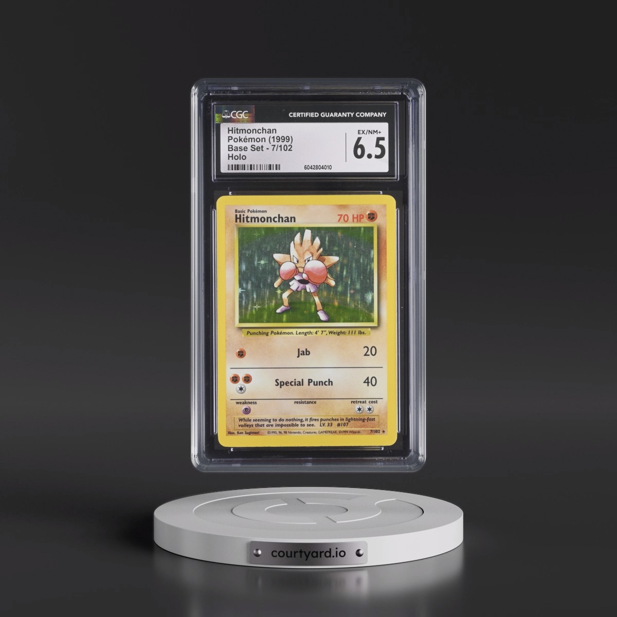 1999 Base Set #7/102 Hitmonchan - Holo (CGC 6.5 EX-NM+)