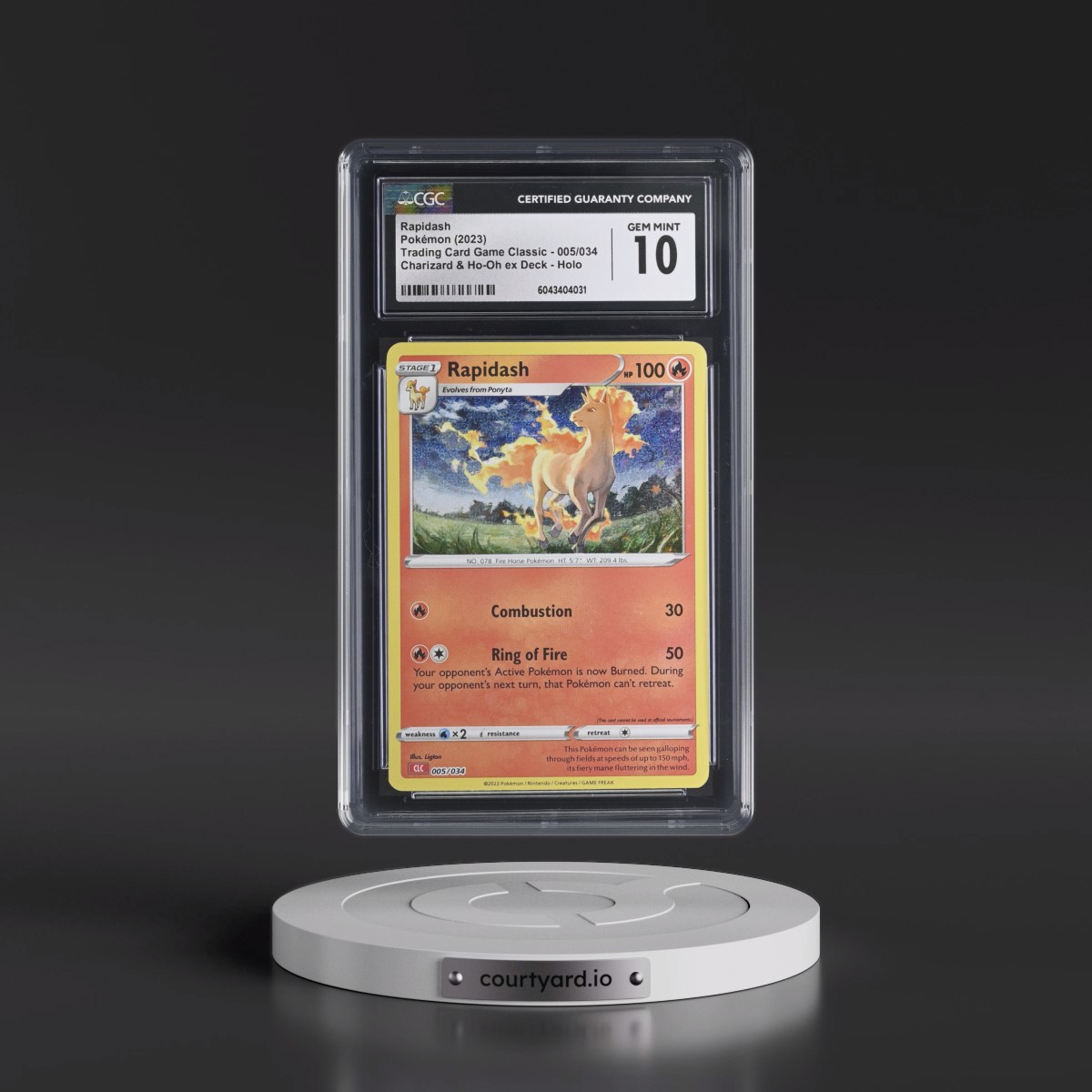 2023 Trading Card Game Classic - CLV, CLC, CLB #005/034 Rapidash - Charizard & Ho-Oh ex Deck - CLC Holo (CGC 10 GEM MINT)