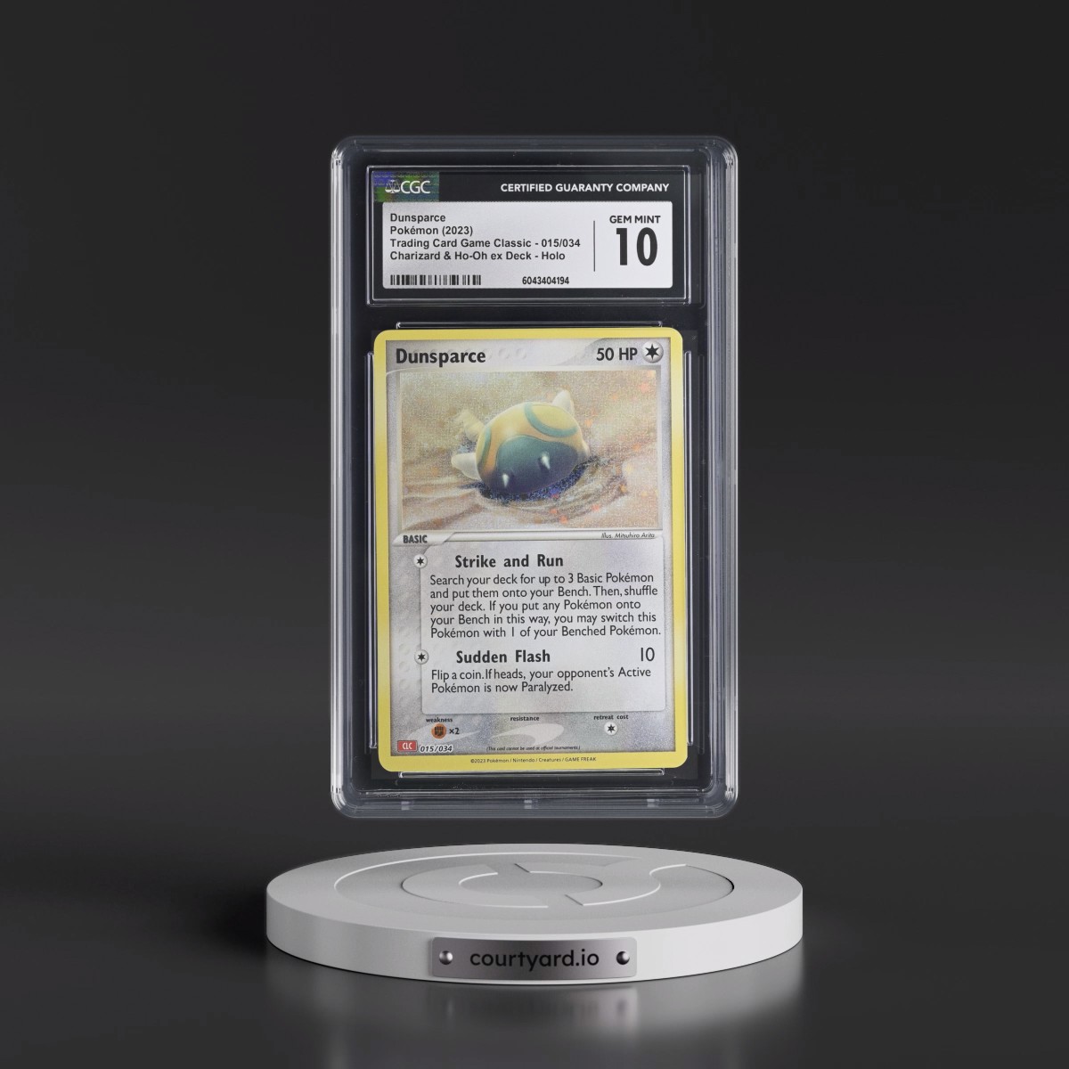 2023 Trading Card Game Classic - CLV, CLC, CLB #015/034 Dunsparce - Charizard & Ho-Oh ex Deck - CLC Holo (CGC 10 GEM MINT)