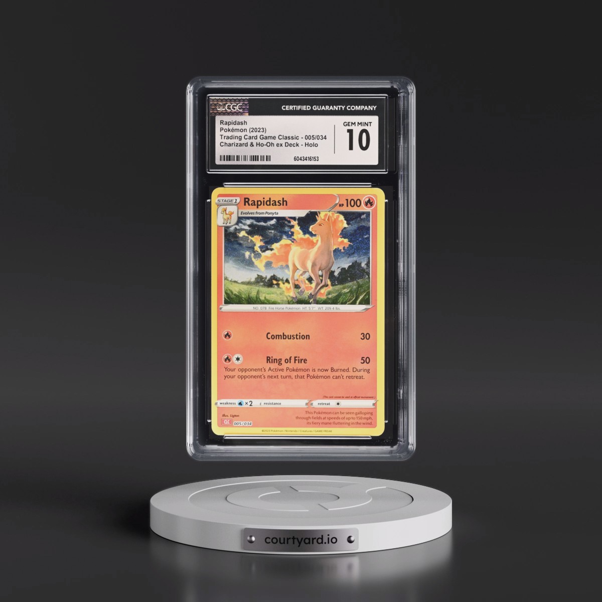 2023 Trading Card Game Classic - CLV, CLC, CLB #005/034 Rapidash - Charizard & Ho-Oh ex Deck - CLC Holo (CGC 10 GEM MINT)