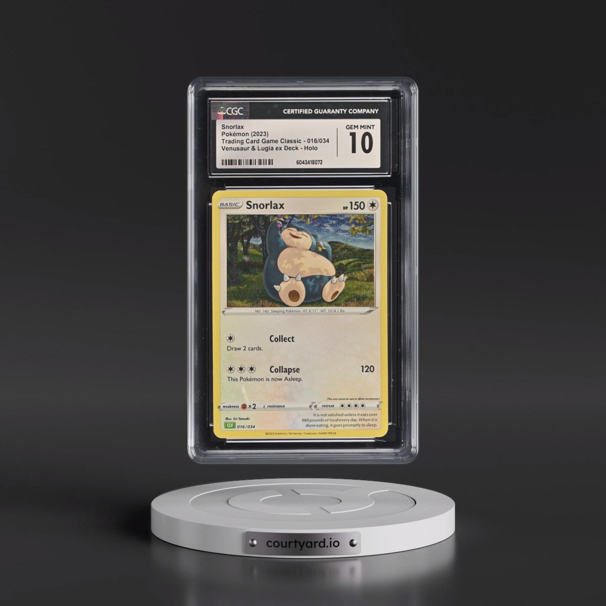 2023 Trading Card Game Classic - CLV, CLC, CLB #016/034 Snorlax - Venusaur & Lugia ex Deck - CLV Holo (CGC 10 GEM MINT)