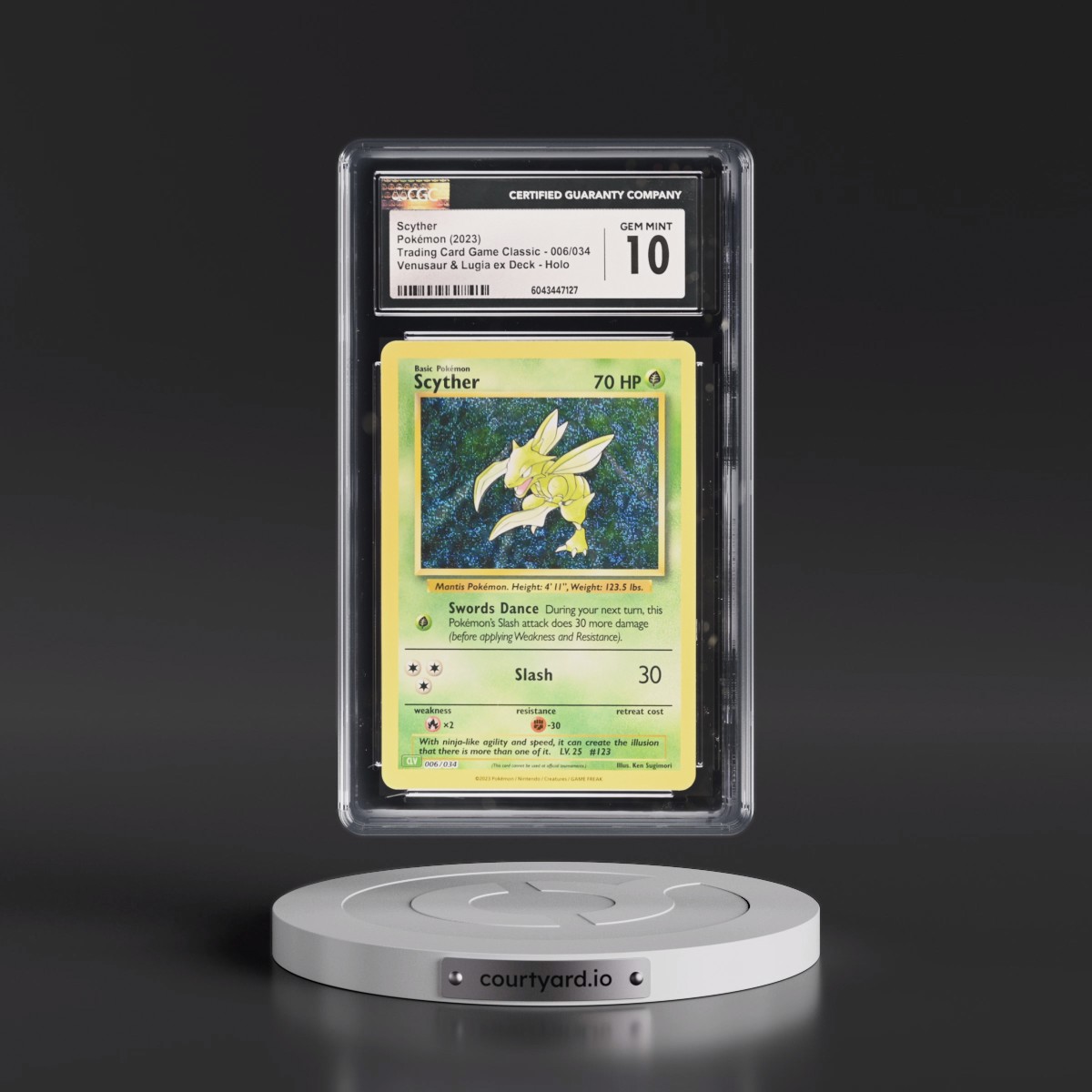 2023 Trading Card Game Classic - CLV, CLC, CLB #006/034 Scyther - Venusaur & Lugia ex Deck - CLV Holo (CGC 10 GEM MINT)