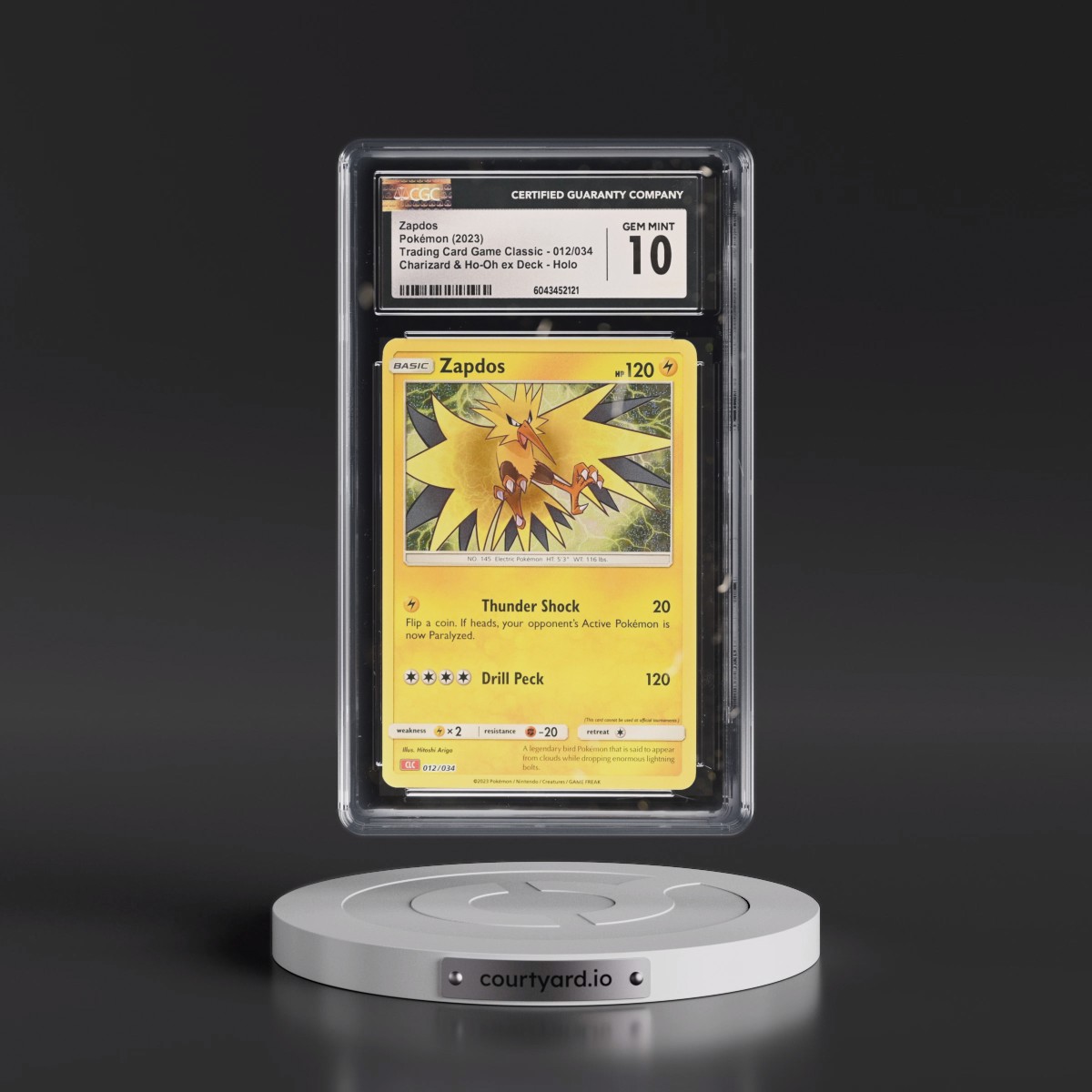 2023 Trading Card Game Classic - CLV, CLC, CLB #012/034 Zapdos - Charizard & Ho-Oh ex Deck - CLC Holo (CGC 10 GEM MINT)