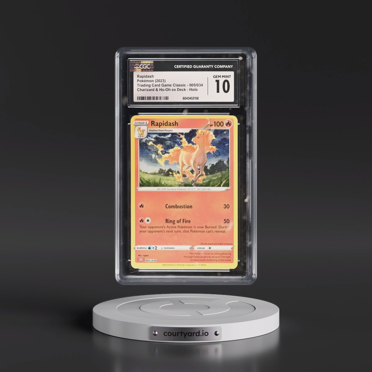 2023 Trading Card Game Classic - CLV, CLC, CLB #005/034 Rapidash - Charizard & Ho-Oh ex Deck - CLC Holo (CGC 10 GEM MINT)