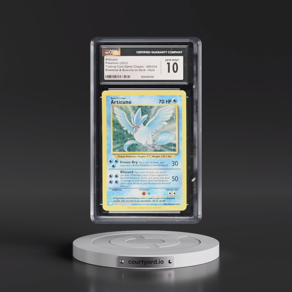 2023 Trading Card Game Classic - CLV, CLC, CLB #009/034 Articuno - Blastoise & Suicune ex Deck - CLB Holo (CGC 10 GEM MINT)
