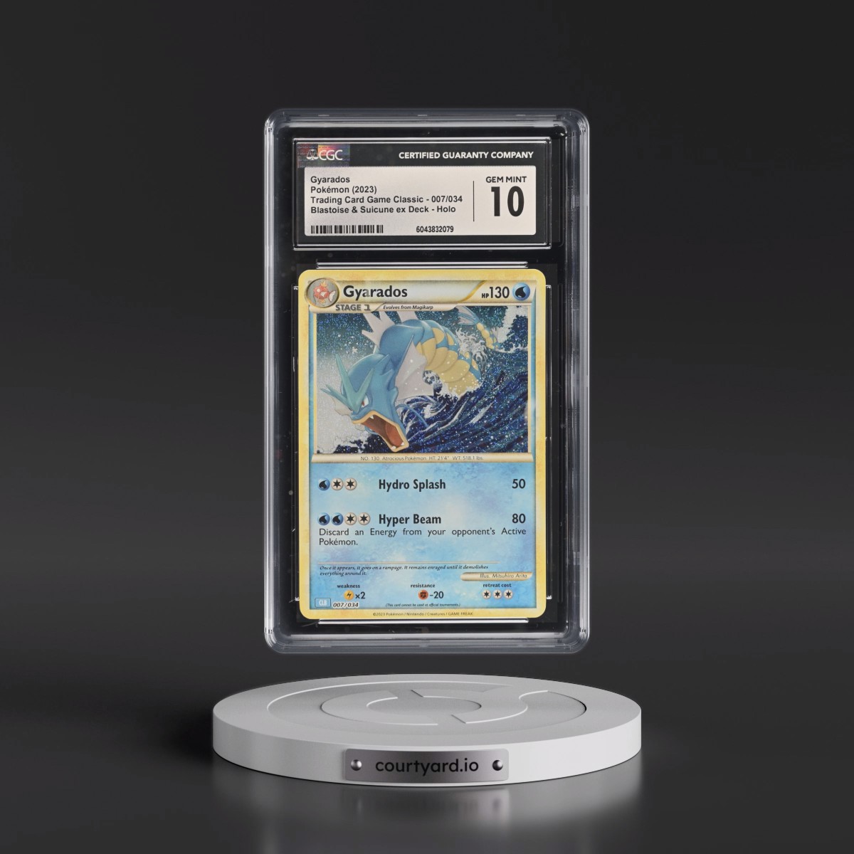 2023 Trading Card Game Classic - CLV, CLC, CLB #007/034 Gyarados - Blastoise & Suicune ex Deck - CLB Holo (CGC 10 GEM MINT)