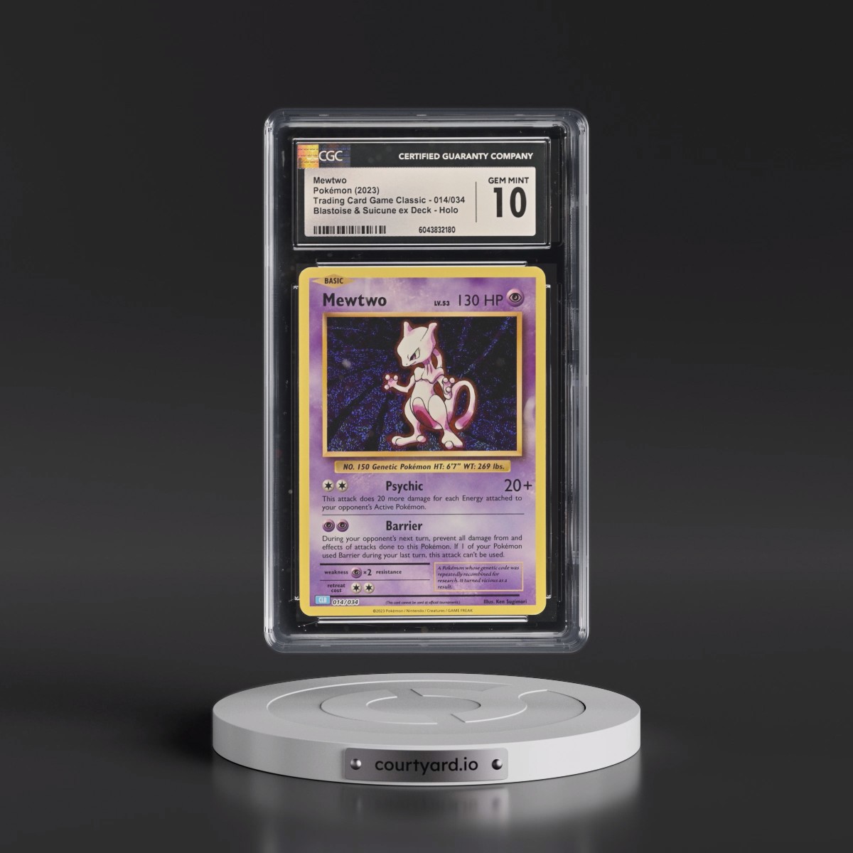 2023 Trading Card Game Classic - CLV, CLC, CLB #014/034 Mewtwo - Blastoise & Suicune ex Deck - CLB Holo (CGC 10 GEM MINT)