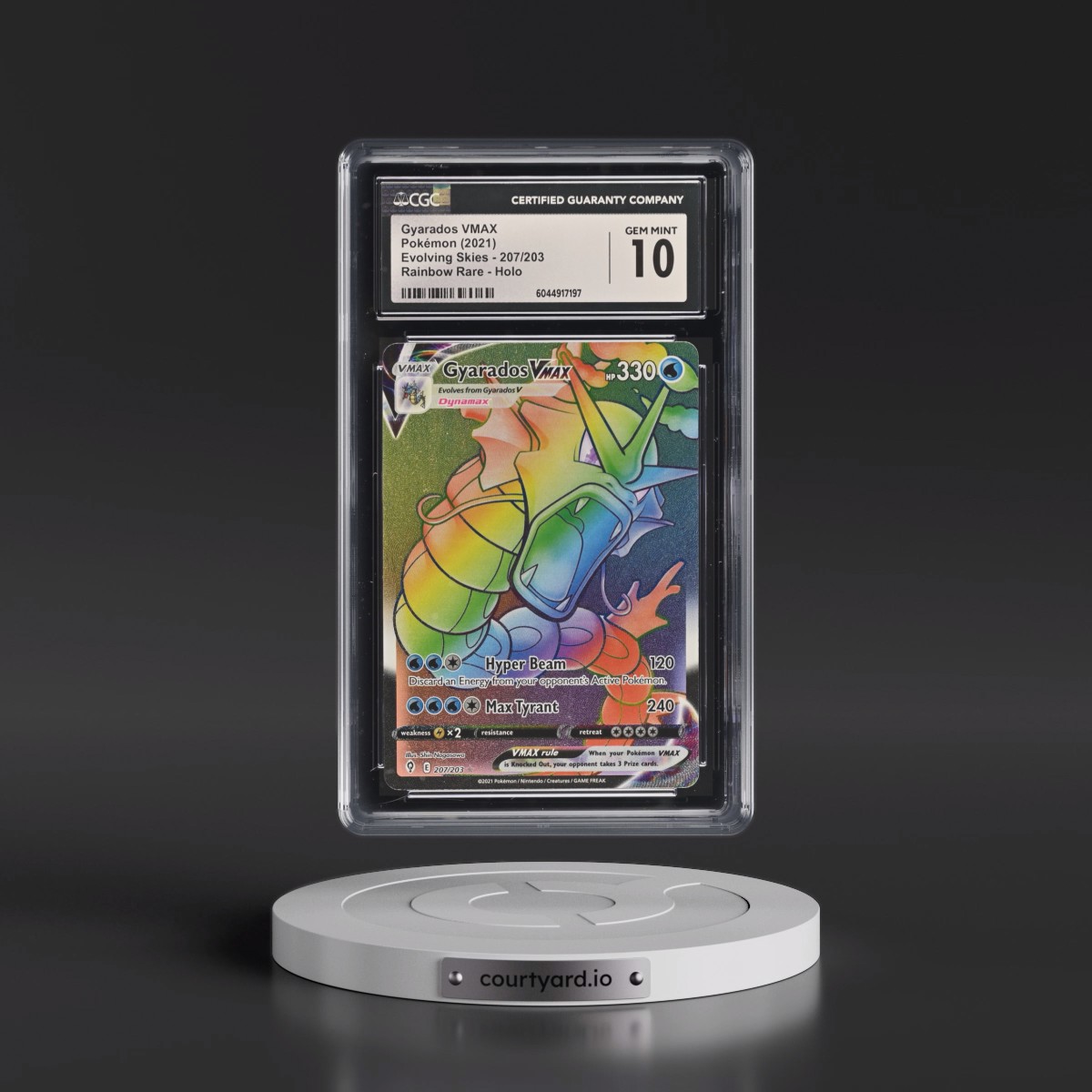 2021 Evolving Skies #207/203 Gyarados VMAX - Rainbow Rare Holo (CGC 10 GEM MINT)