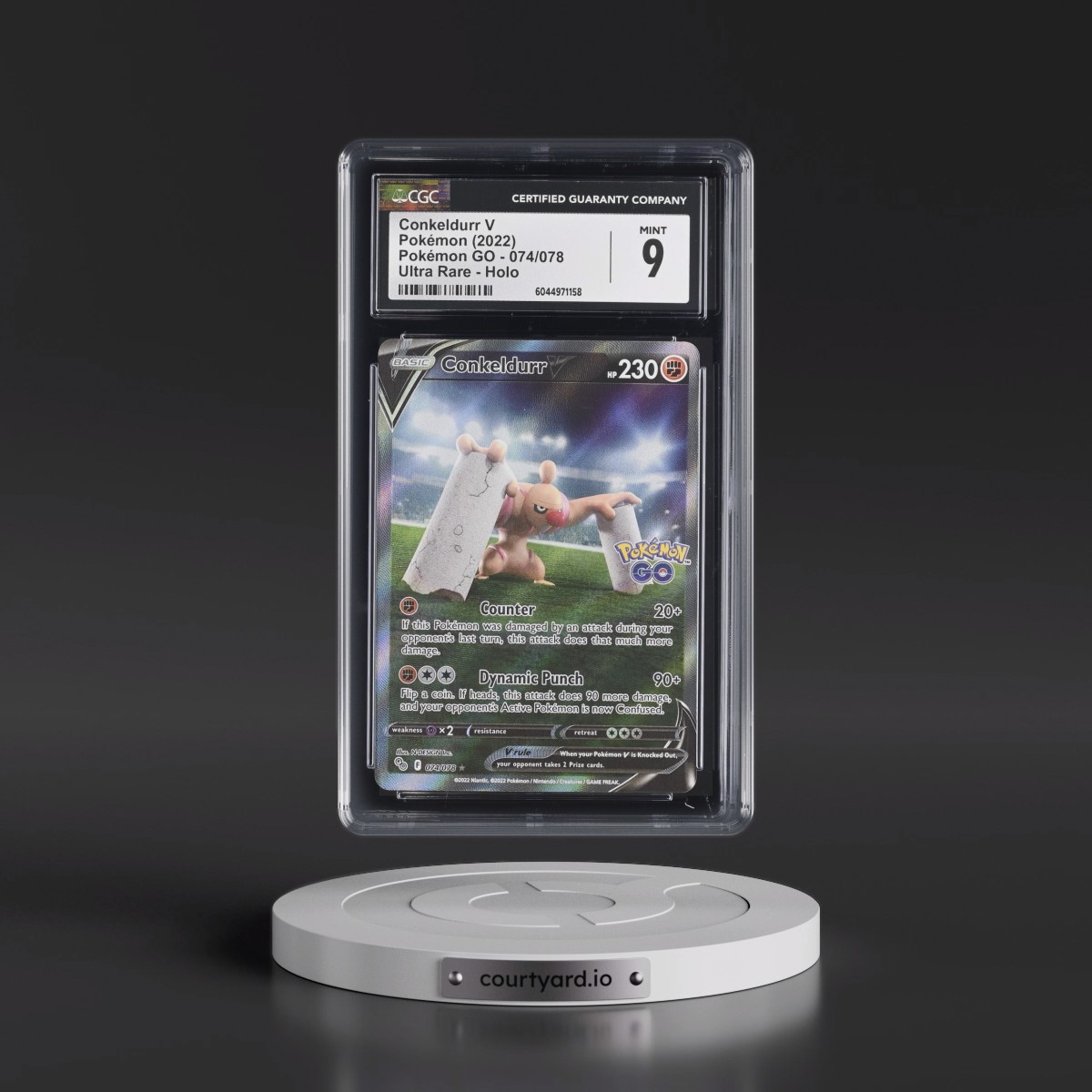2022 Pokémon GO #074/078 Conkeldurr V - Ultra Rare Holo (CGC 9 MINT)