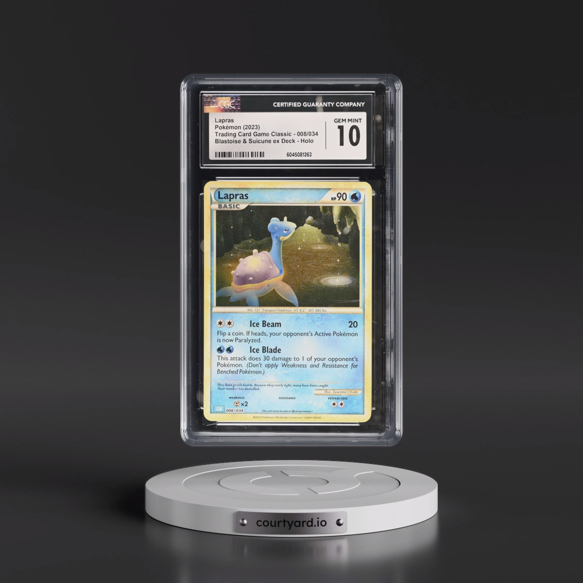 2023 Trading Card Game Classic - CLV, CLC, CLB #008/034 Lapras - Blastoise & Suicune ex Deck - CLB Holo (CGC 10 GEM MINT)