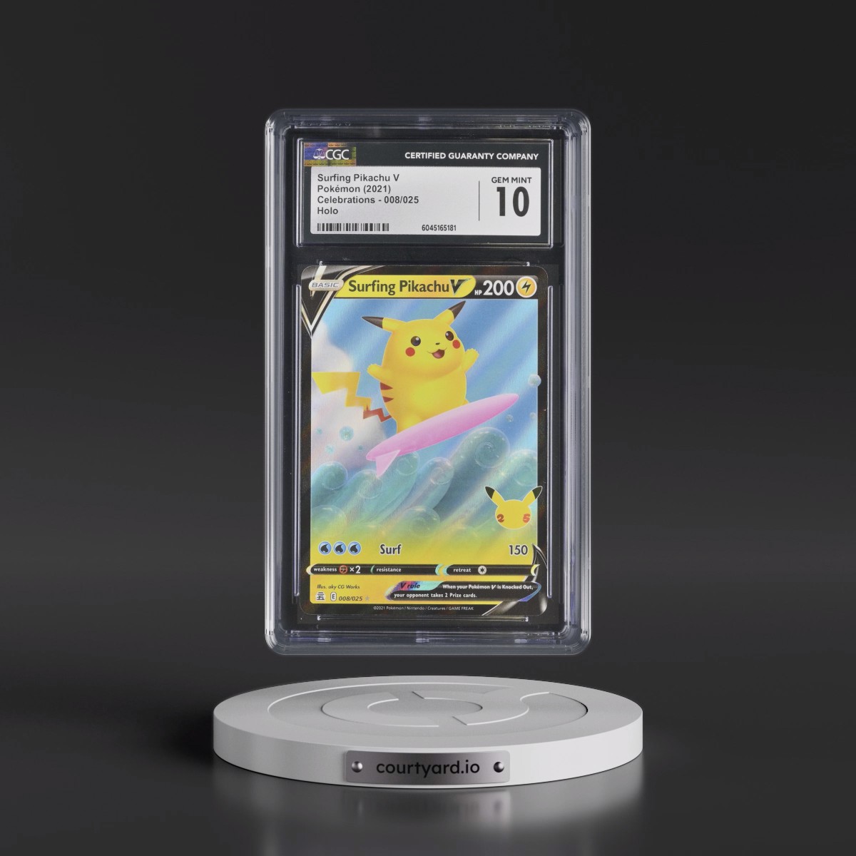 2021 Celebrations #008/025 Surfing Pikachu V - Holo (CGC 10 GEM MINT)