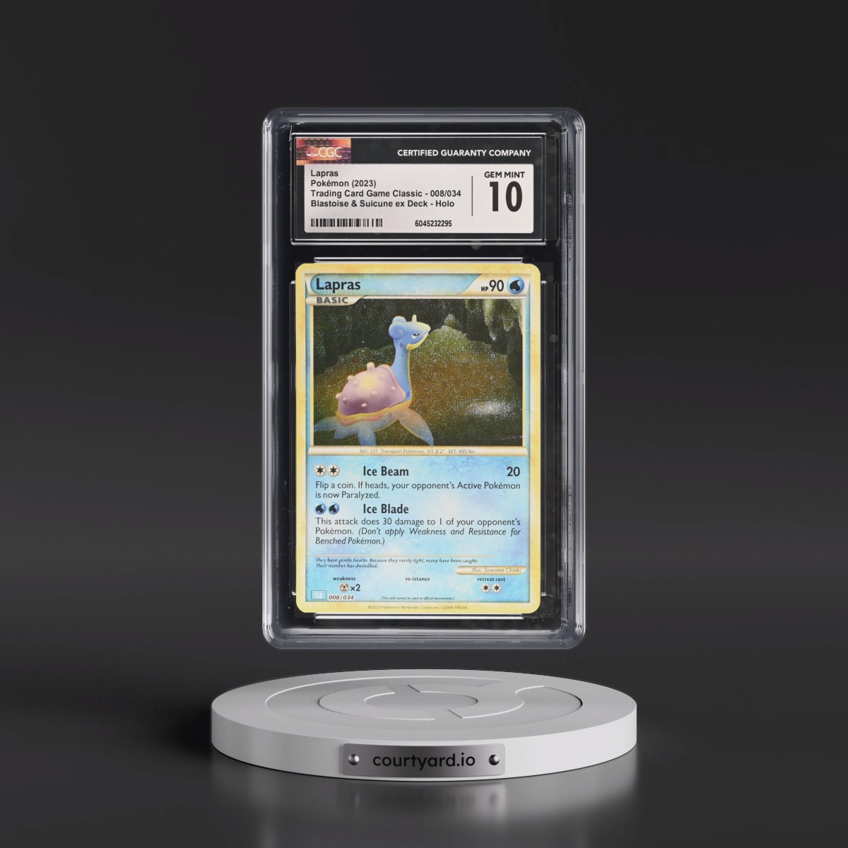 2023 Trading Card Game Classic - CLV, CLC, CLB #008/034 Lapras - Blastoise & Suicune ex Deck - CLB Holo (CGC 10 GEM MINT)
