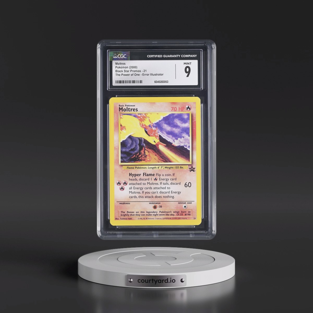 1999 Black Star Promos #21 Moltres - The Power of One Error Illustrator - Aoki (CGC 9 MINT)