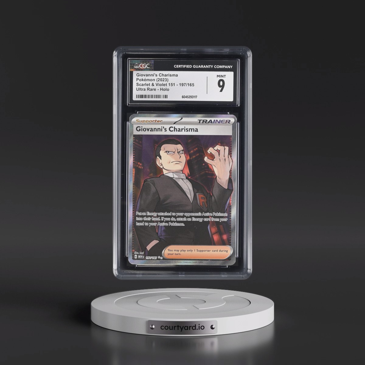 2023 Scarlet & Violet 151 - MEW EN #197/165 Giovanni's Charisma - Ultra Rare Holo (CGC 9 MINT)