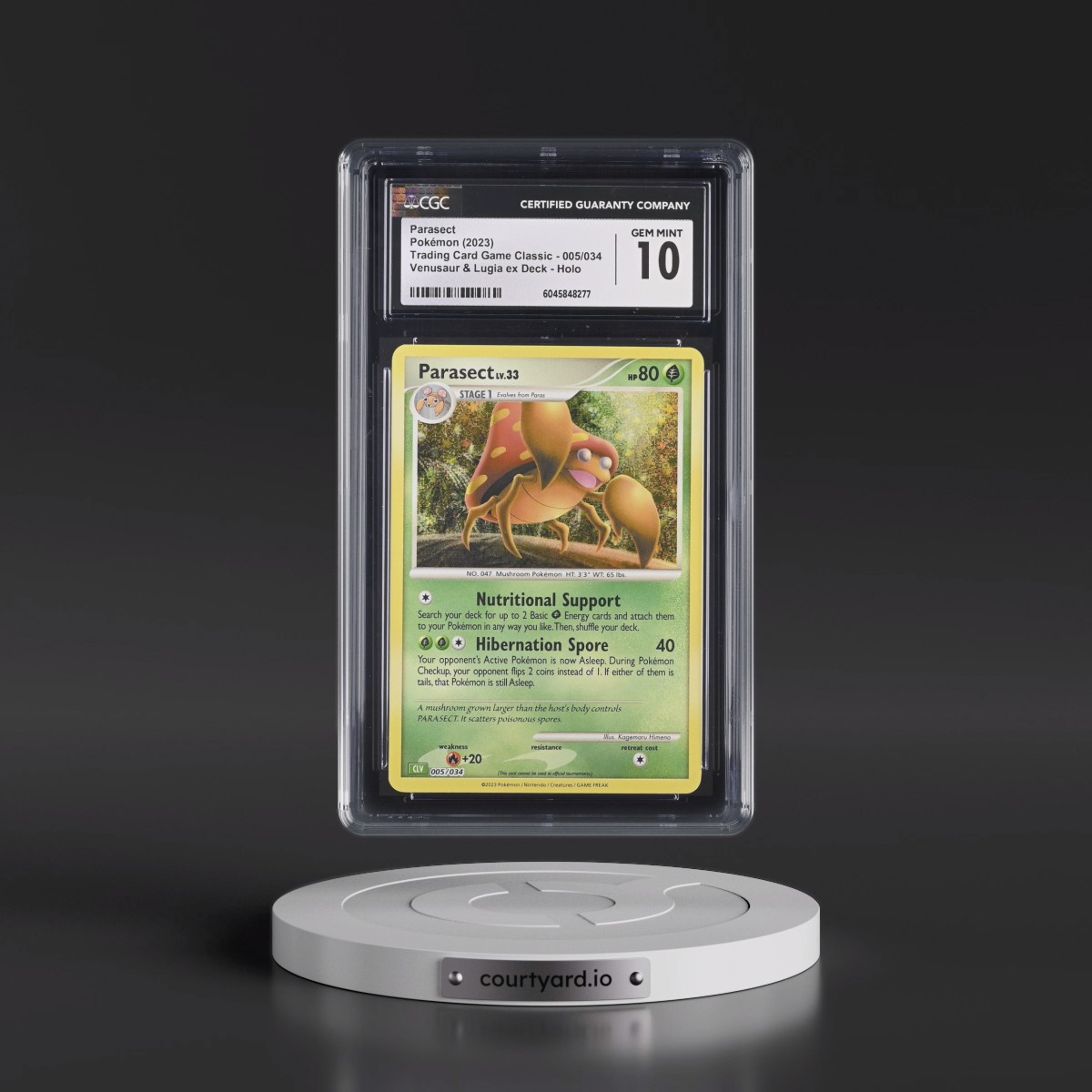 2023 Trading Card Game Classic - CLV, CLC, CLB #005/034 Parasect - Venusaur & Lugia ex Deck - CLV Holo (CGC 10 GEM MINT)