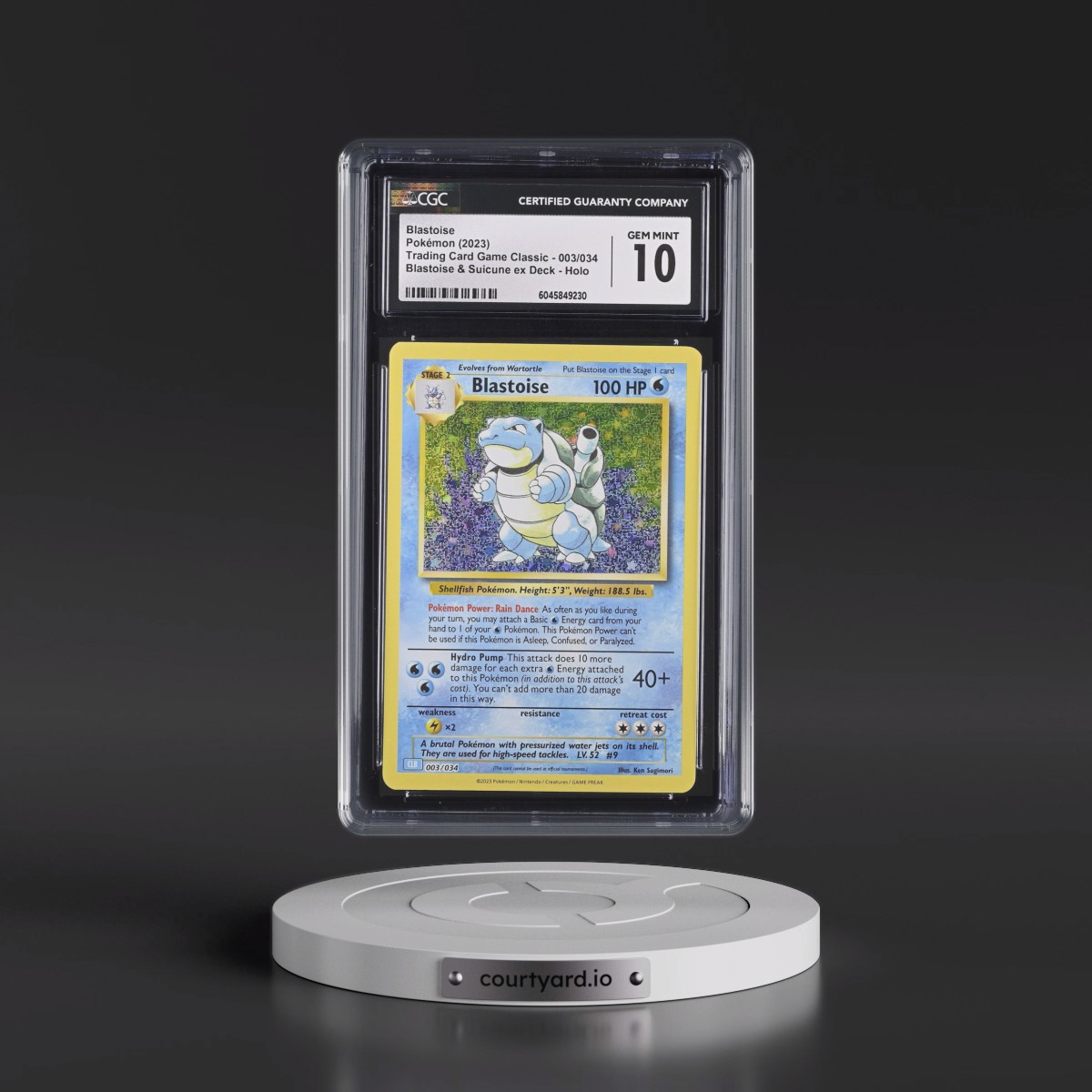 2023 Trading Card Game Classic - CLV, CLC, CLB #003/034 Blastoise - Blastoise & Suicune ex Deck - CLB Holo (CGC 10 GEM MINT)