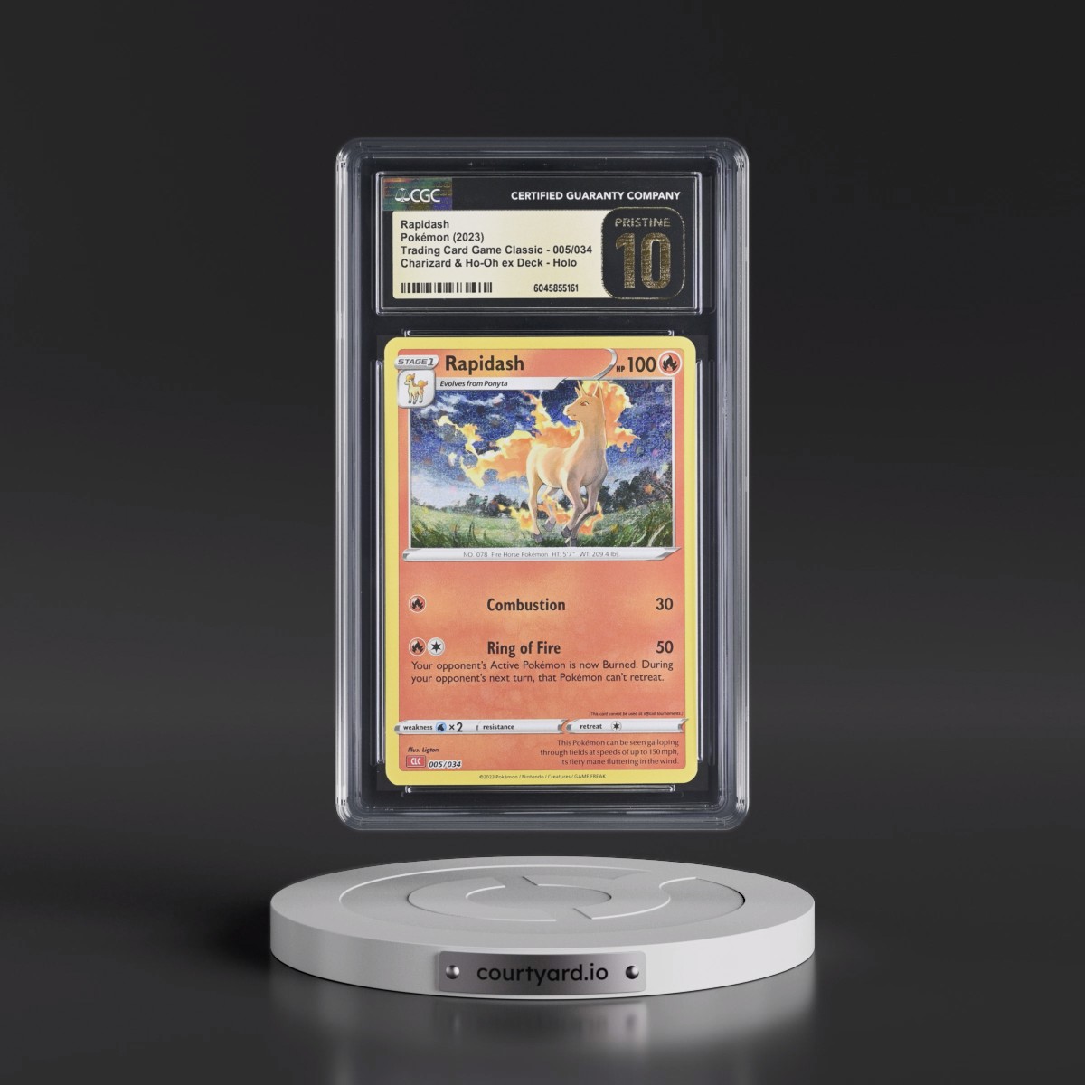 2023 Trading Card Game Classic - CLV, CLC, CLB #005/034 Rapidash - Charizard & Ho-Oh ex Deck - CLC Holo (CGC 10 PRISTINE)