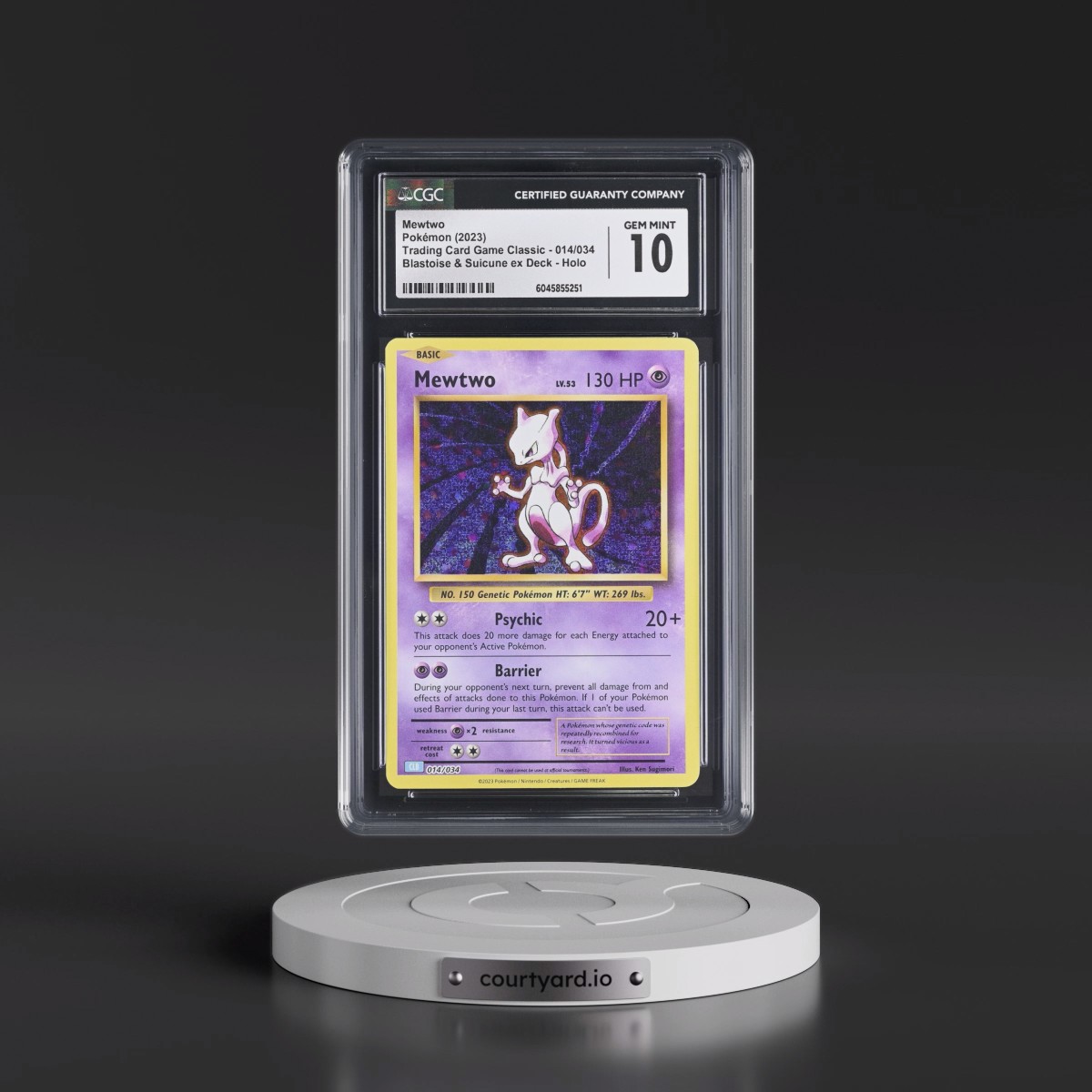 2023 Trading Card Game Classic - CLV, CLC, CLB #014/034 Mewtwo - Blastoise & Suicune ex Deck - CLB Holo (CGC 10 GEM MINT)
