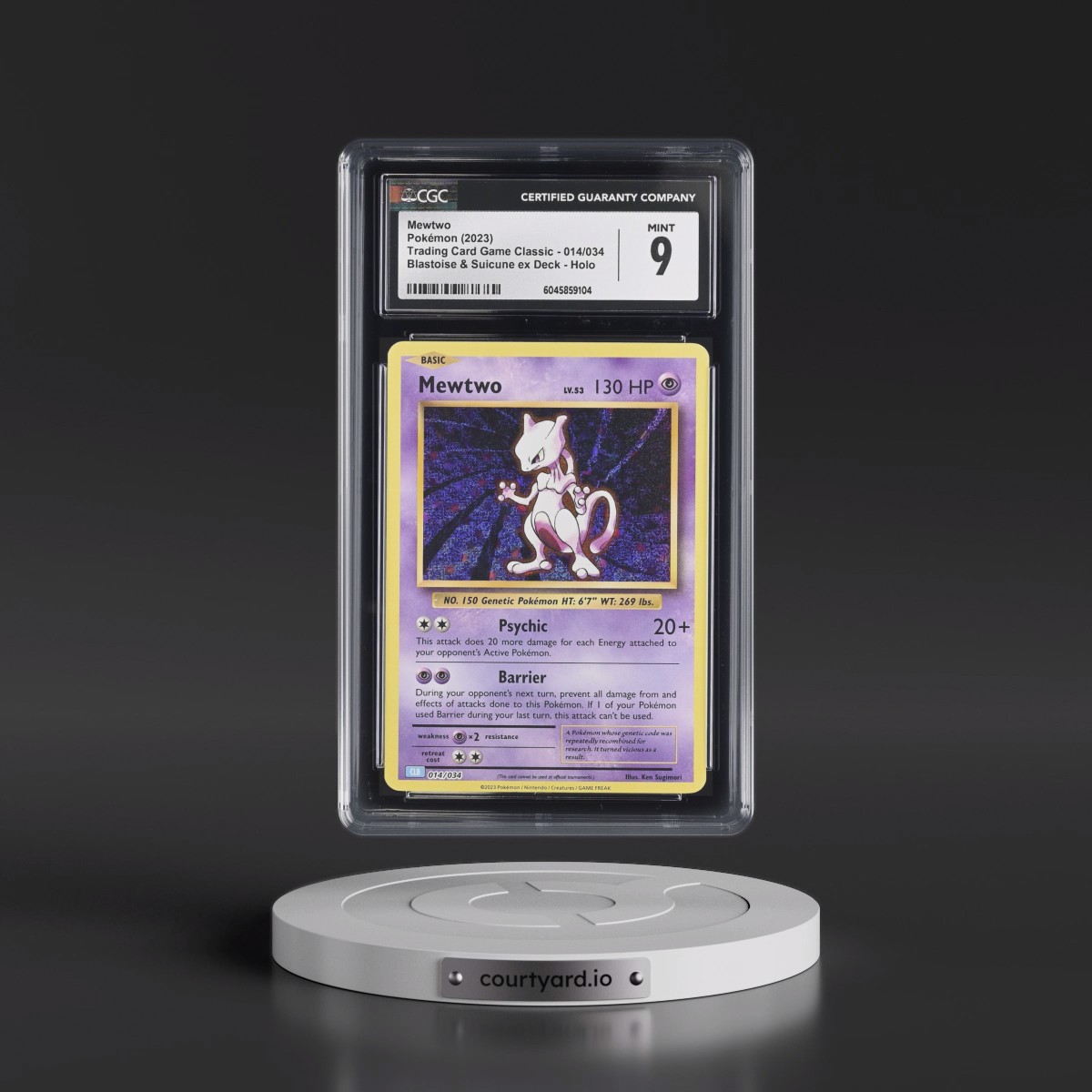 2023 Trading Card Game Classic - CLV, CLC, CLB #014/034 Mewtwo - Blastoise & Suicune ex Deck - CLB Holo (CGC 9 MINT)