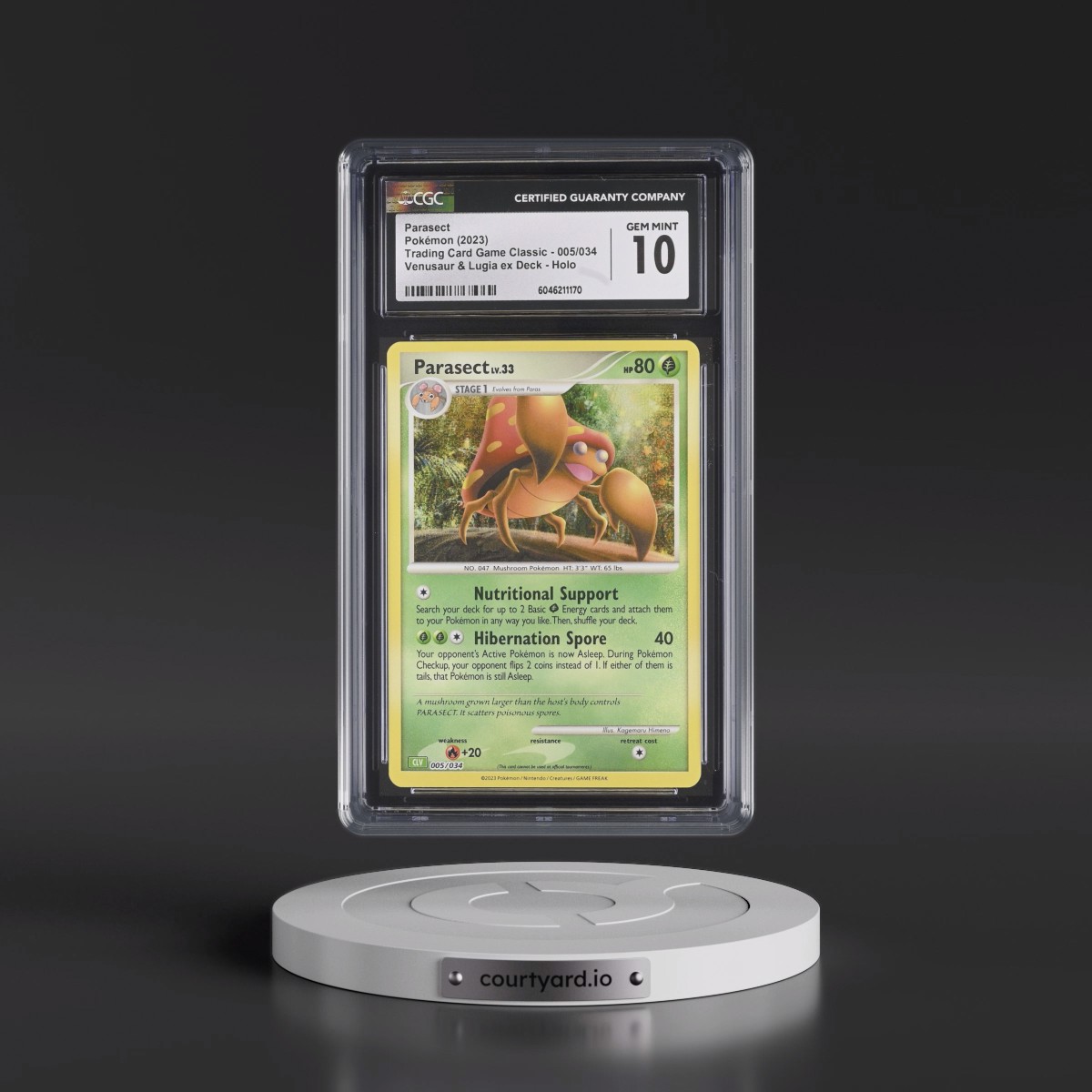 2023 Trading Card Game Classic - CLV, CLC, CLB #005/034 Parasect - Venusaur & Lugia ex Deck - CLV Holo (CGC 10 GEM MINT)