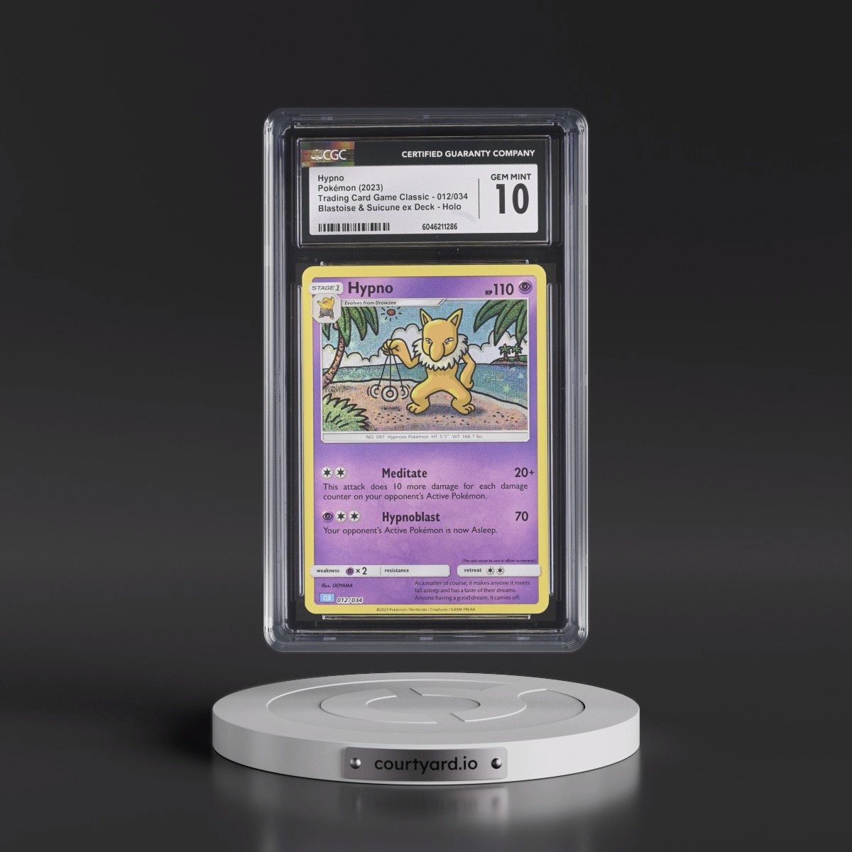 2023 Trading Card Game Classic - CLV, CLC, CLB #012/034 Hypno - Blastoise & Suicune ex Deck - CLB Holo (CGC 10 GEM MINT)