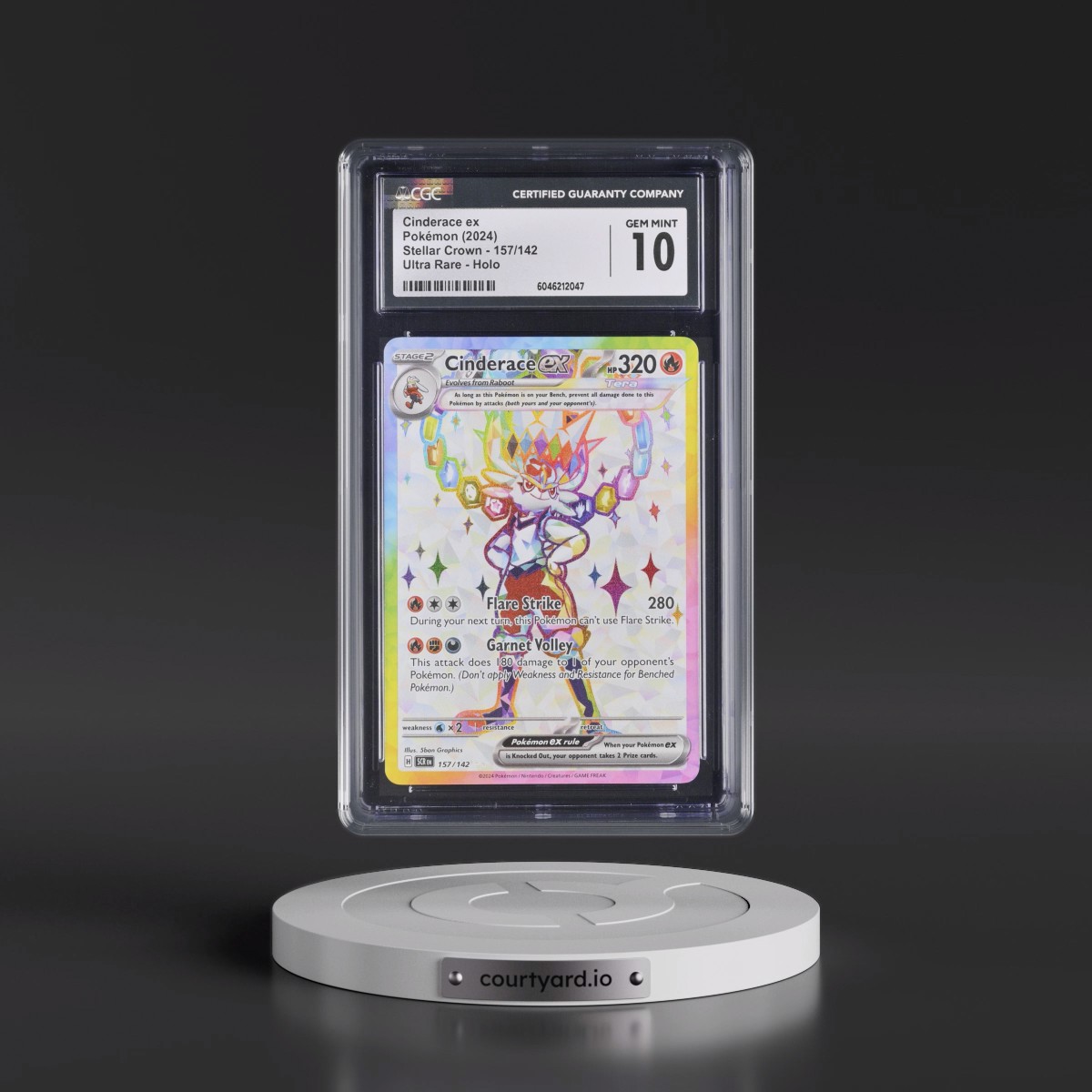 2024 Stellar Crown - SCR EN #157/142 Cinderace ex - Ultra Rare Holo (CGC 10 GEM MINT)
