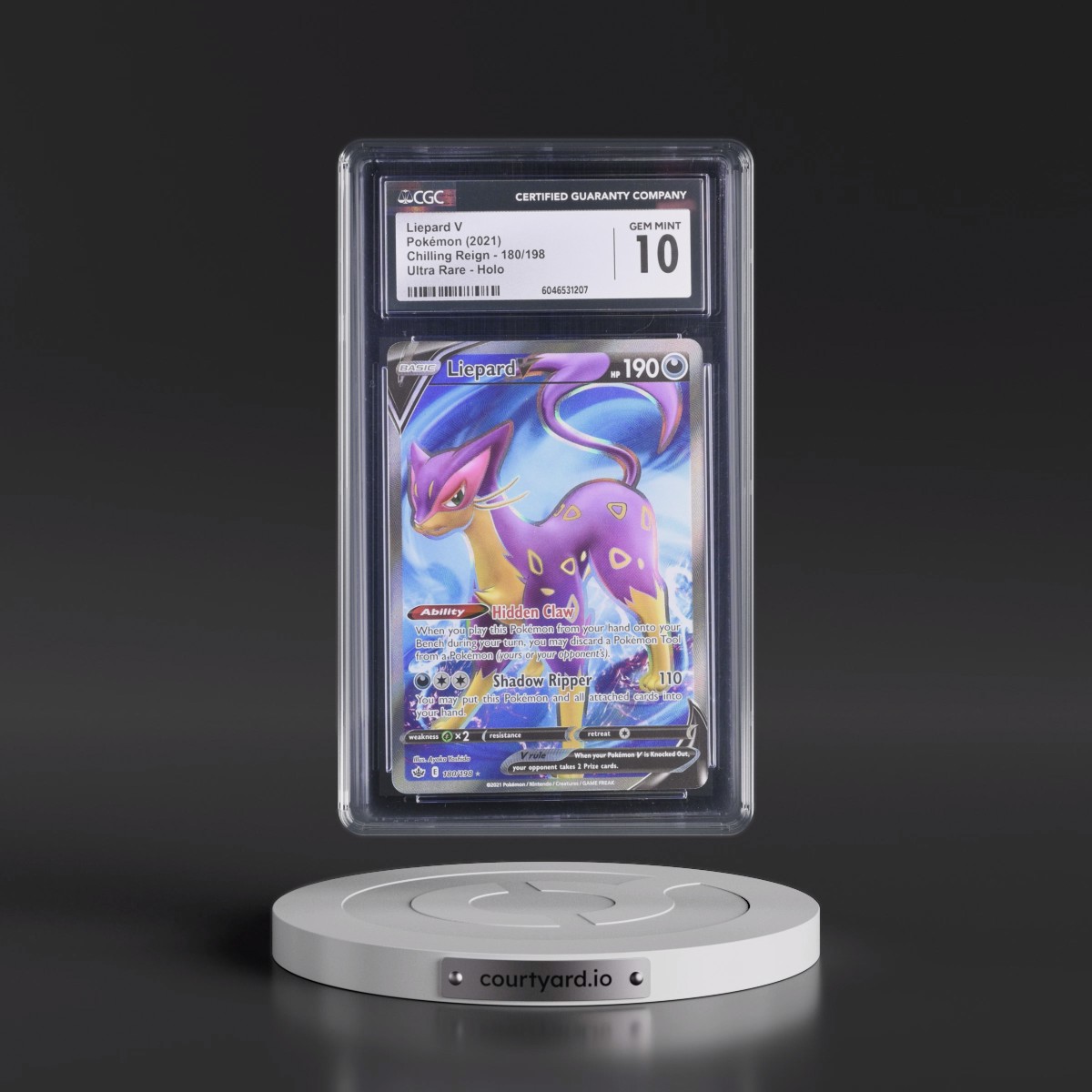 2021 Chilling Reign Liepard V - Ultra Rare Holo #180/198 CGC 10