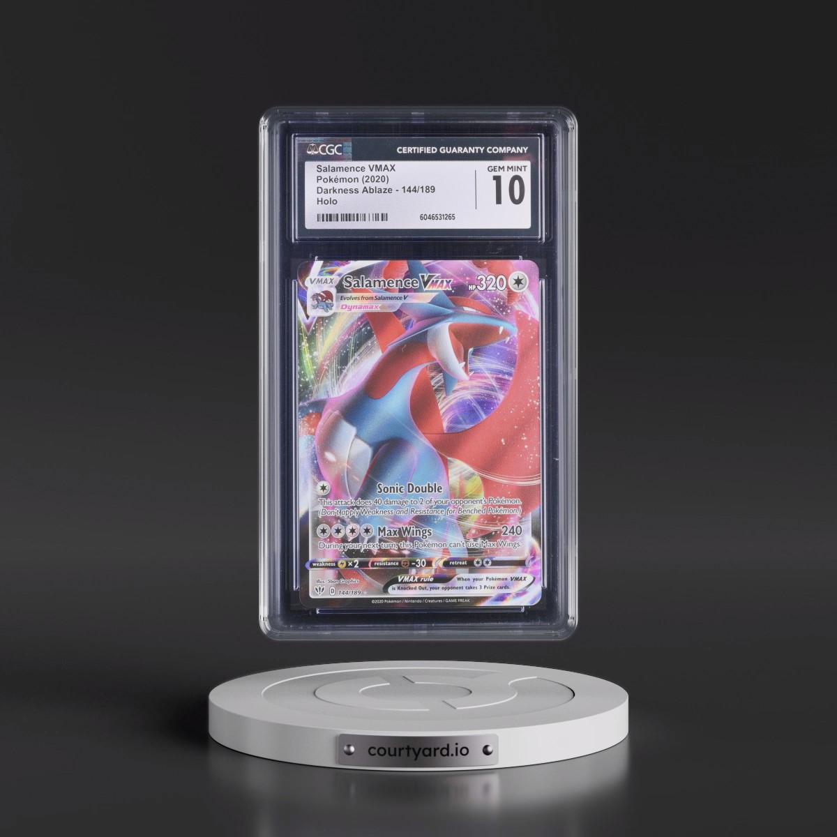 2020 Darkness Ablaze #144/189 Salamence VMAX - Holo (CGC 10 GEM MINT)