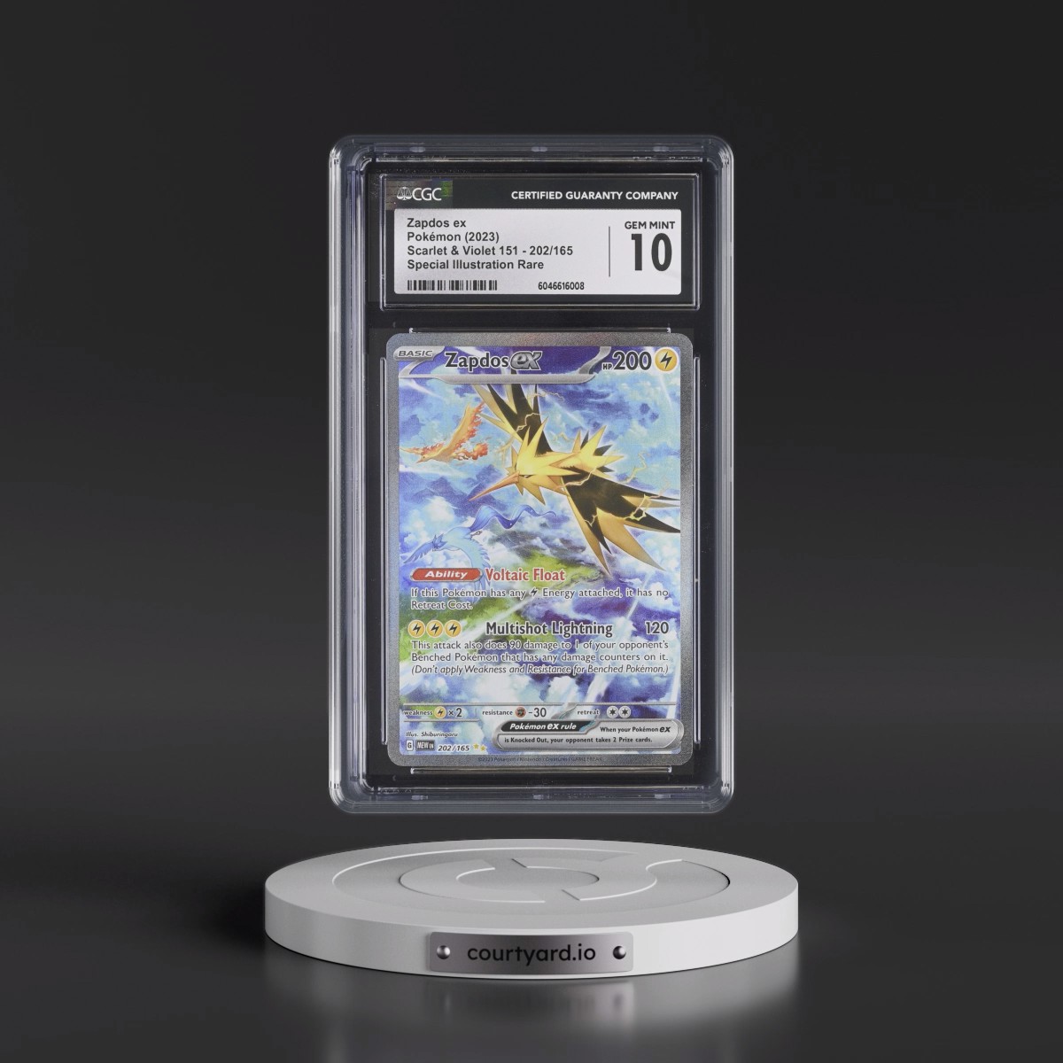2023 Scarlet & Violet 151 - MEW EN #202/165 Zapdos ex - Special Illustration Rare (Holo) (CGC 10 GEM MINT)