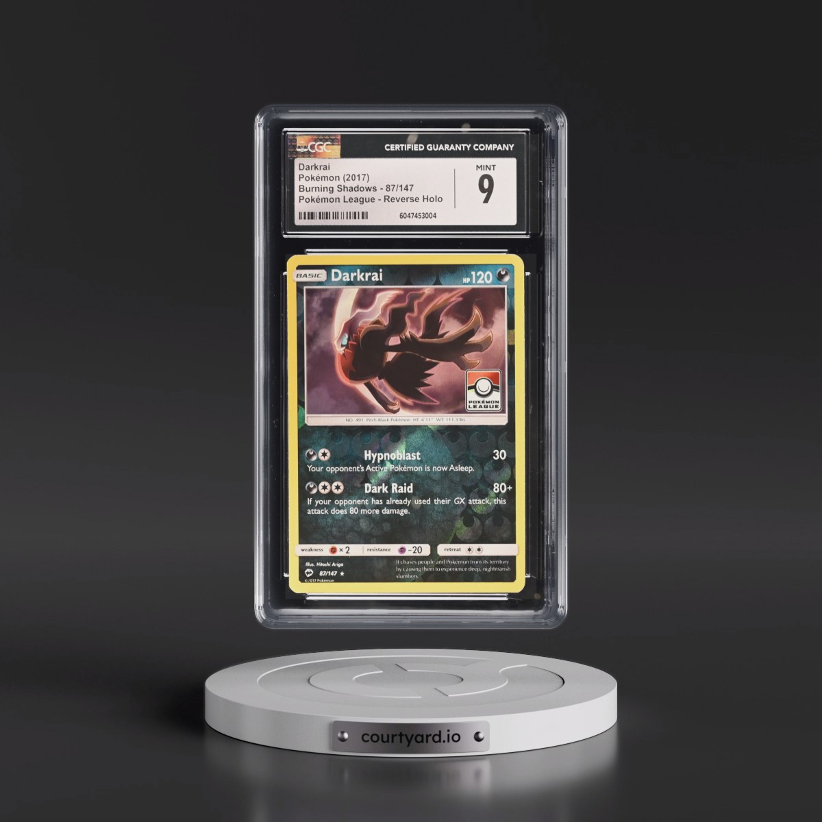 2017 Burning Shadows #87/147 Darkrai - Reverse Holo Pokémon League (CGC 9 MINT)