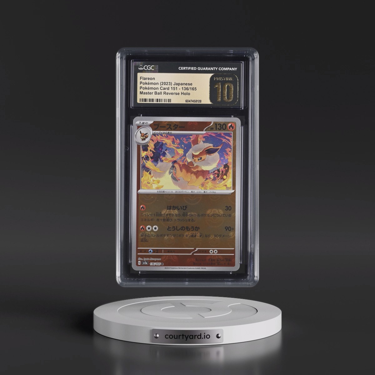 2023 Pokémon Card 151 Flareon - Reverse Holo Master Ball #136/165 CGC 10