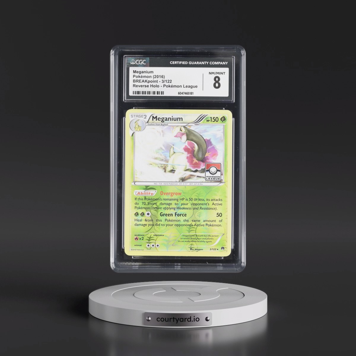 2016 BREAKpoint #3/122 Meganium - Reverse Holo Pokémon League (CGC 8 NM-MT)