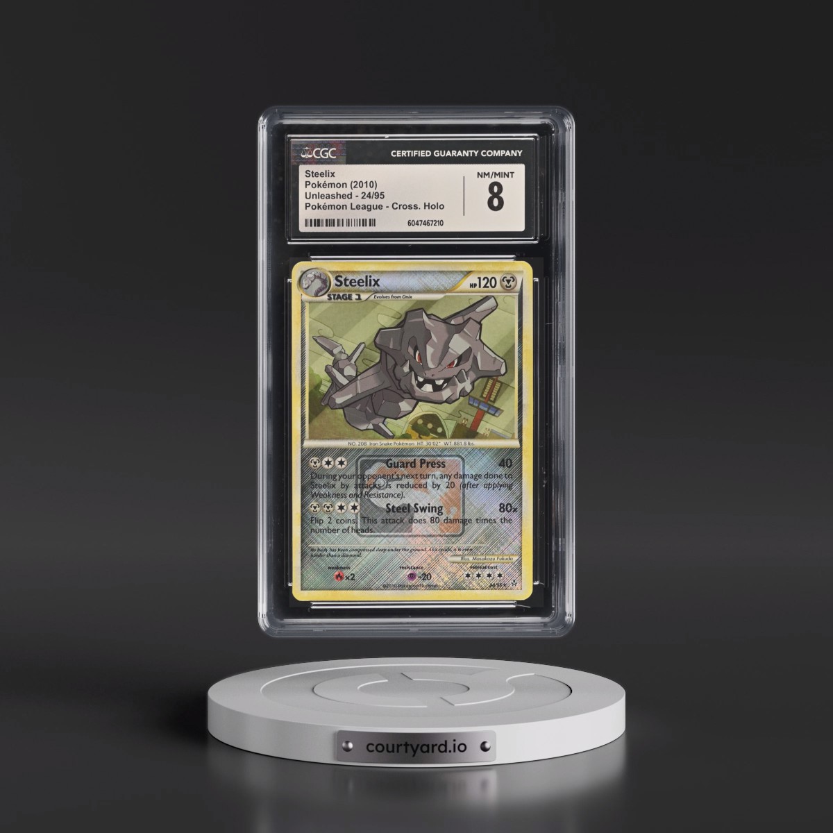 2010 Unleashed #24/95 Steelix - Pokémon League Crosshatch Holo (Cross. Holo) (CGC 8 NM-MT)