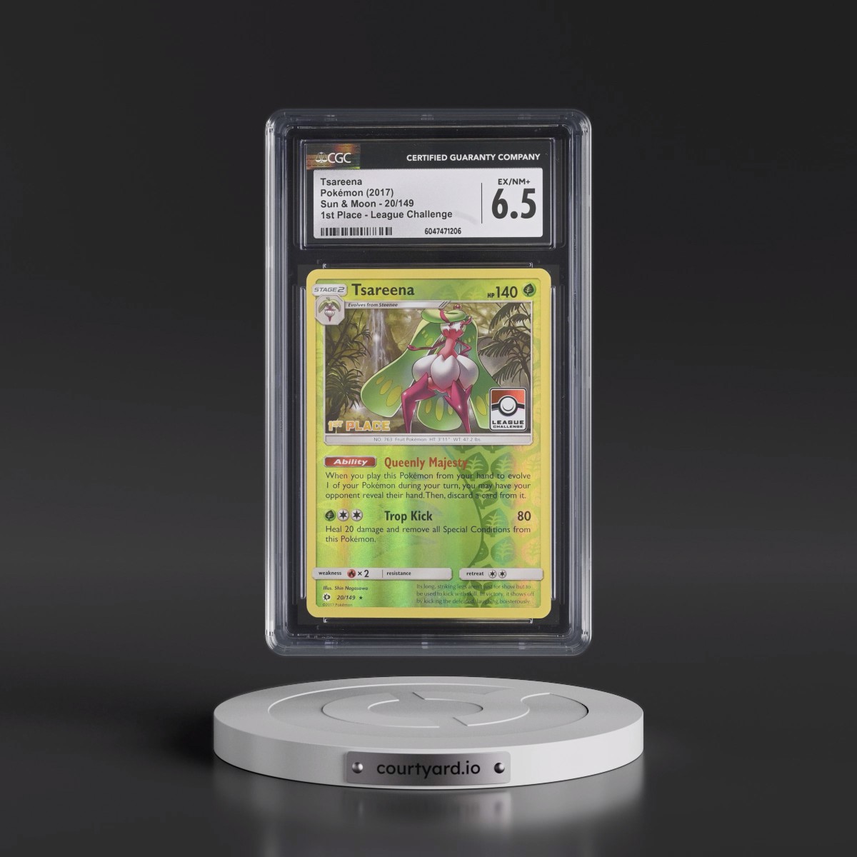 2017 Sun & Moon #20/149 Tsareena - 1st Place League Challenge (CGC 6.5 EX-NM+)