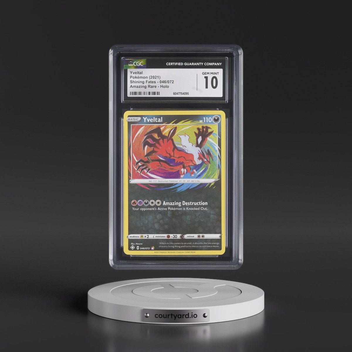 2021 Shining Fates #046/072 Yveltal - Amazing Rare Holo (CGC 10 GEM MINT)
