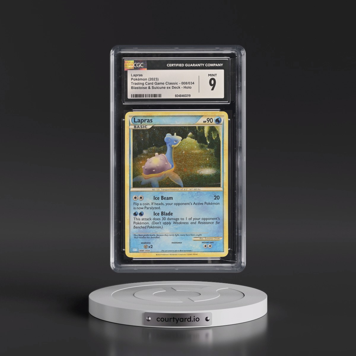 2023 Trading Card Game Classic - CLV, CLC, CLB #008/034 Lapras - Blastoise & Suicune ex Deck - CLB Holo (CGC 9 MINT)